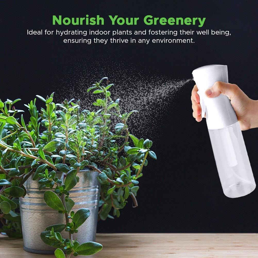 VIGOR PATH Continuous Nano Fine Mist Hair Spray Bottle - Reusable Beauty and Cleaning Solution - Ideal for Hairstyling & Plant Care - 10.1Oz/300Ml (Pack of 2)