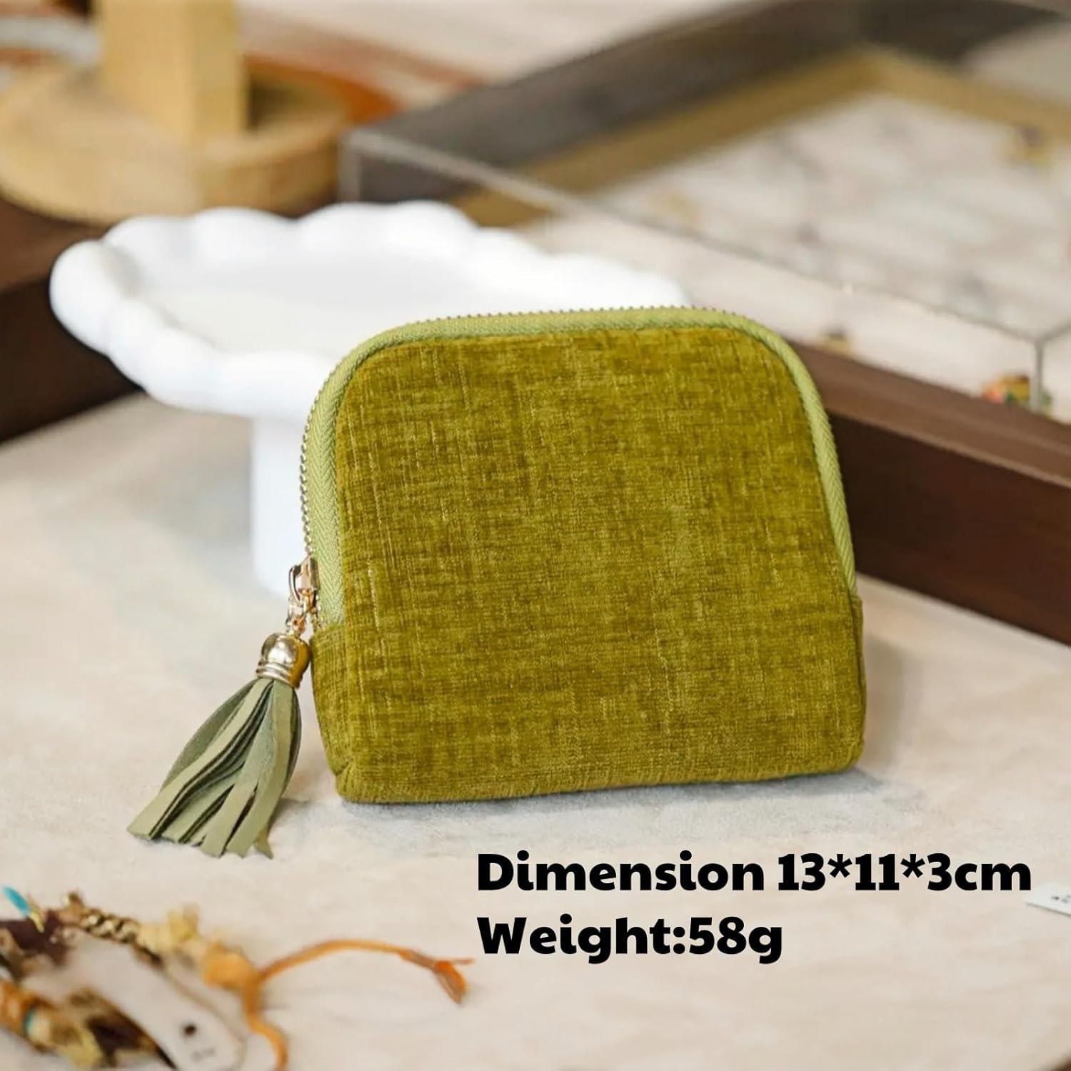 Kawlxpp Premium Travel Jewelry Case Organizer for Rings, Bracelets & Bangles,Jewelry Roll with Tassel Zipper,Compact & Scratch-Proof(Navy) - Navy image number 3