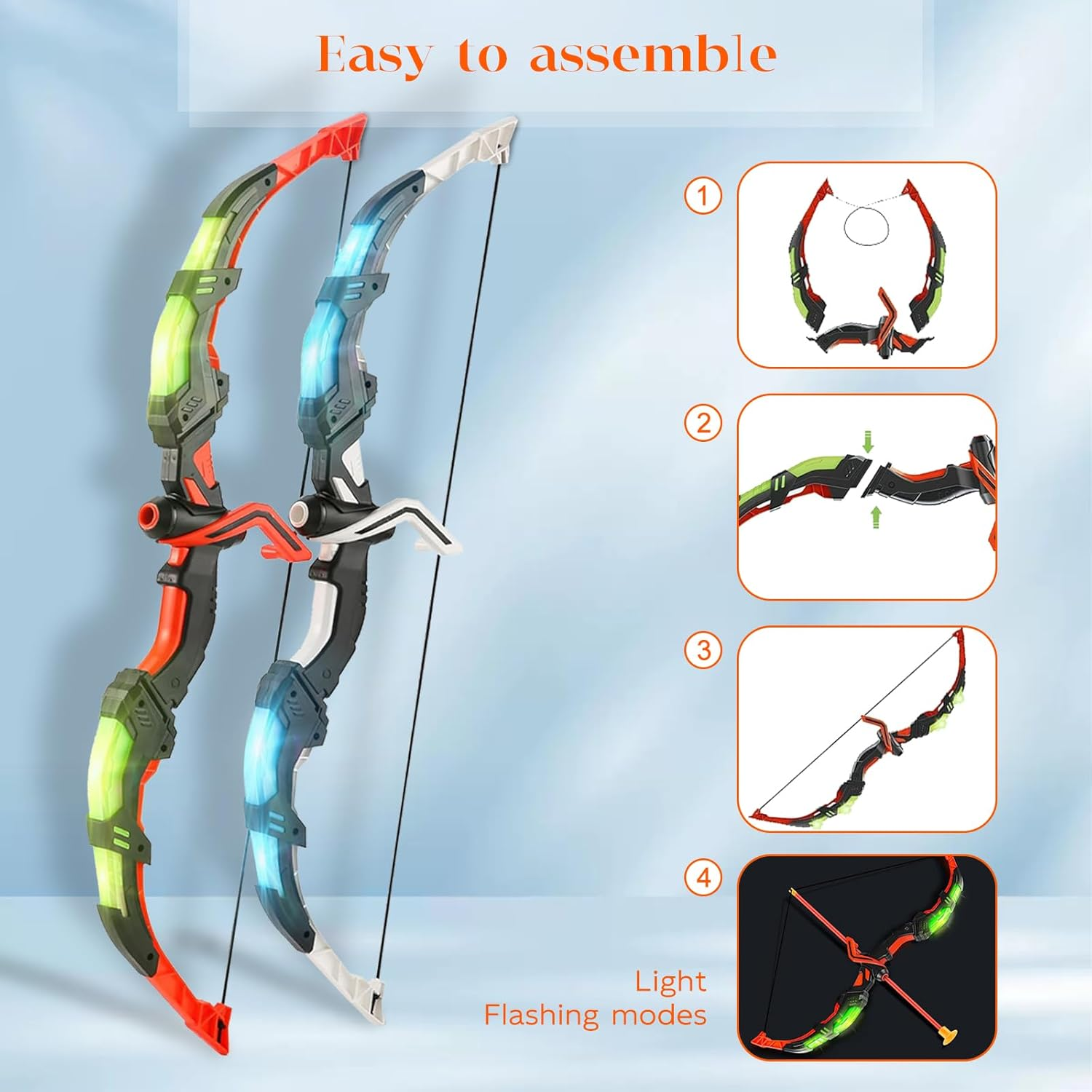 Bow and Arrow Set for Kids, 2-Pack LED Light up Archery Set with 20 Suction Cup Arrows, Outdoor Toy for Boy Girl with Standing Target&2 Quivers, Birthday Kid 5 6 7 8 9 Year Old image number 2