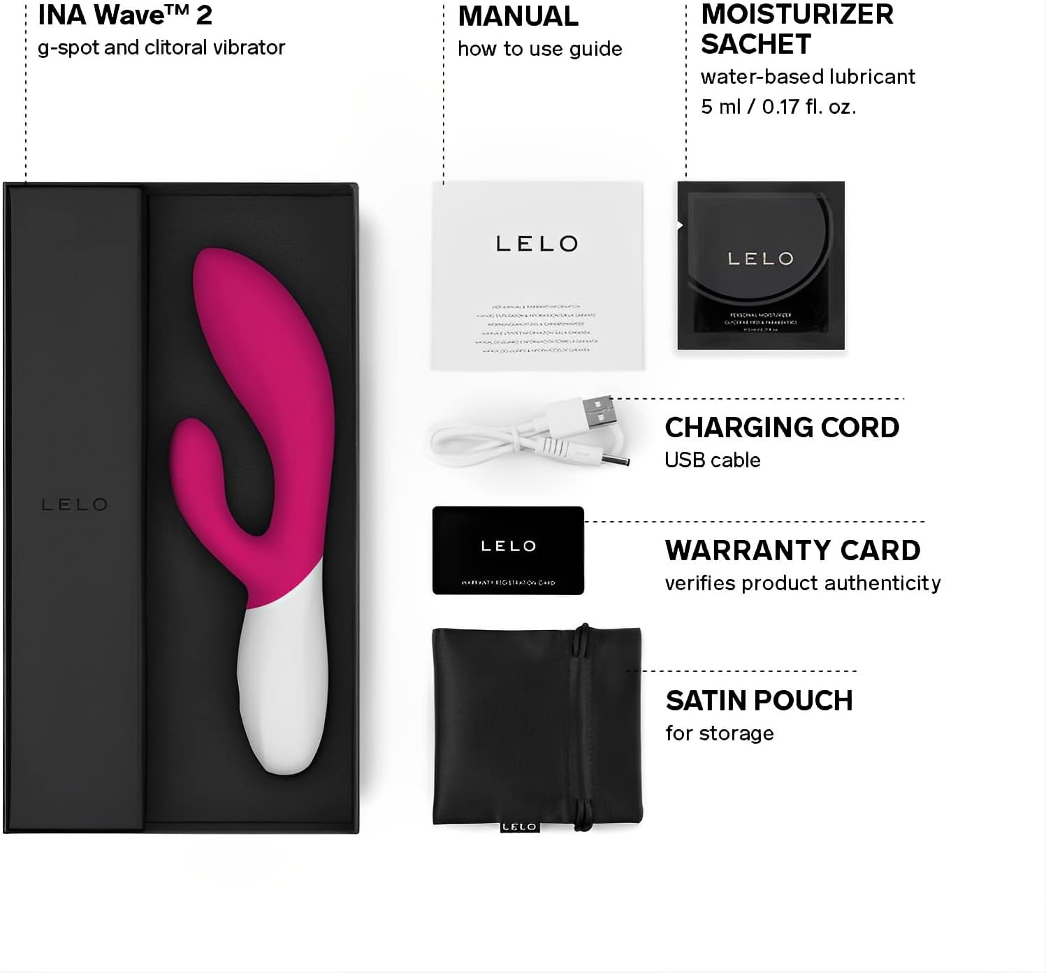 LELO INA WAVE 2 Rabbit Vibrator for Women Sex Toy G Spot Rabbit Vibrator with Wavemotion Technology and 12 Vibrations Settings, Sex Toys for Women, Cerise image number 4