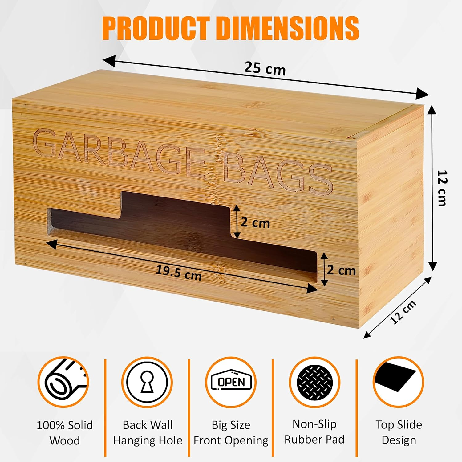 Stylish Garbage Bag Dispenser - Organize Your Kitchen with Our Inspiring Wooden Garbage Bag Holder Dispenser - Perfect for Kitchen Countertop, Pantry, and Wall Mount - 3.5 Litre Garbage Bag Compatible image number 5