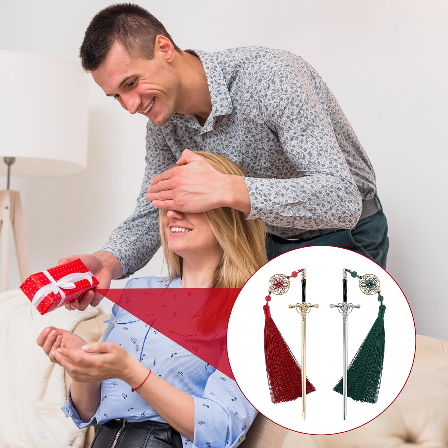 Jeffdad 2Pcs Sword Katana Bookmark Vintage Tassel Metal Pendant Bookmarks Unique Book Lovers Presents Valentine'S Day Gifts Thanks Gift for Boyfriend image number 6