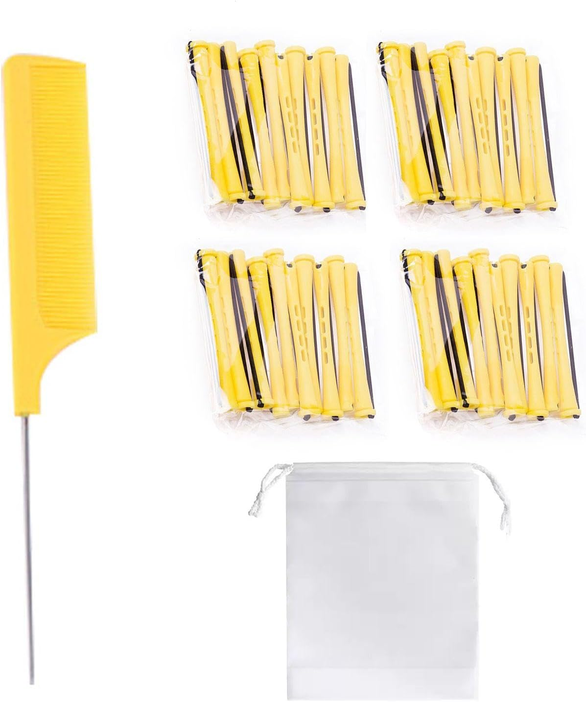 Pack of 40 Curling Irons, 1 Yellow Comb, 1 Storage Bag, Curling Iron, Fluffy Curling Comb, Perm Roller, Giant Flexible Wand image number 3