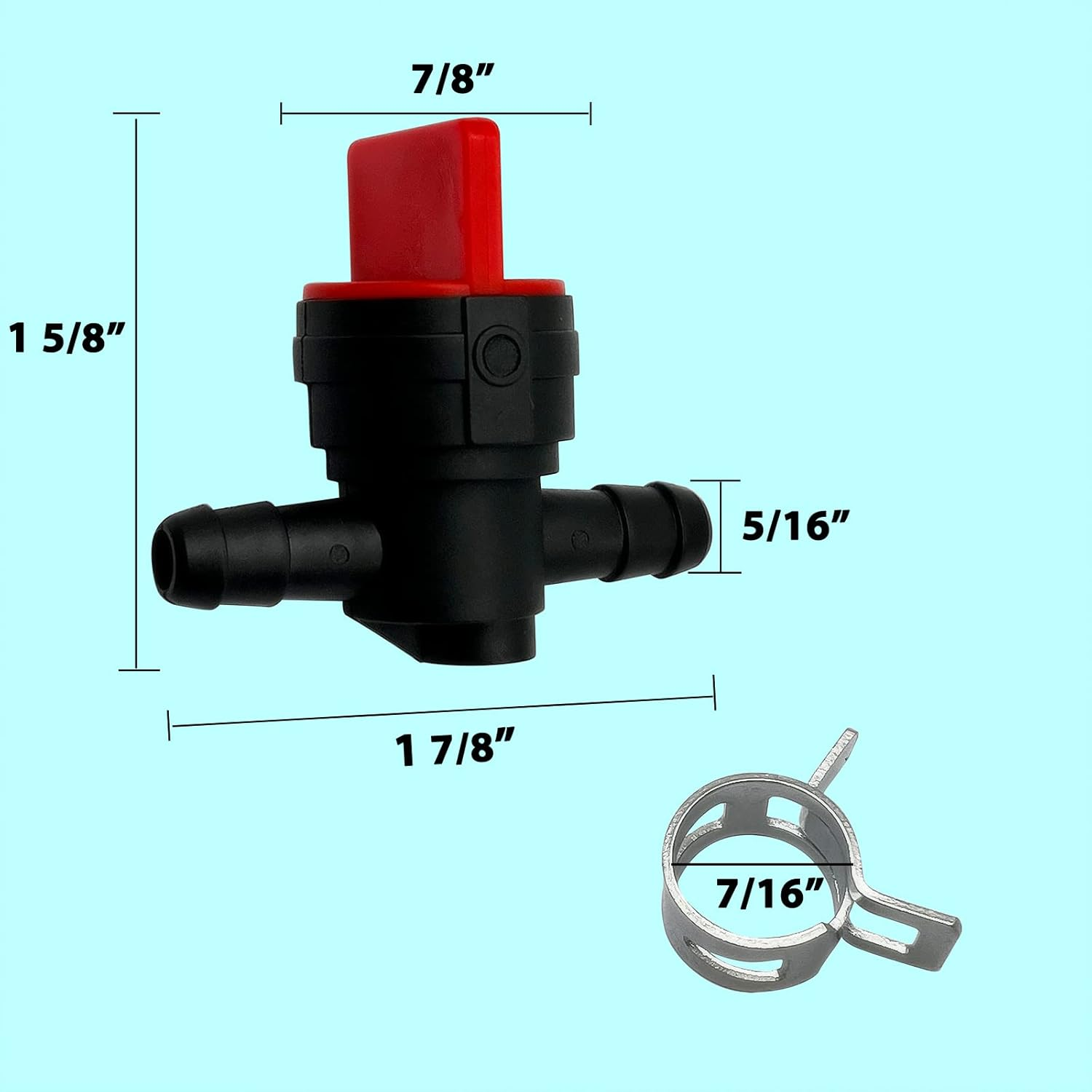 1/4 Inline Fuel Cut off Valve Shut off Valve Straight Gas Valve with Clamps image number 3