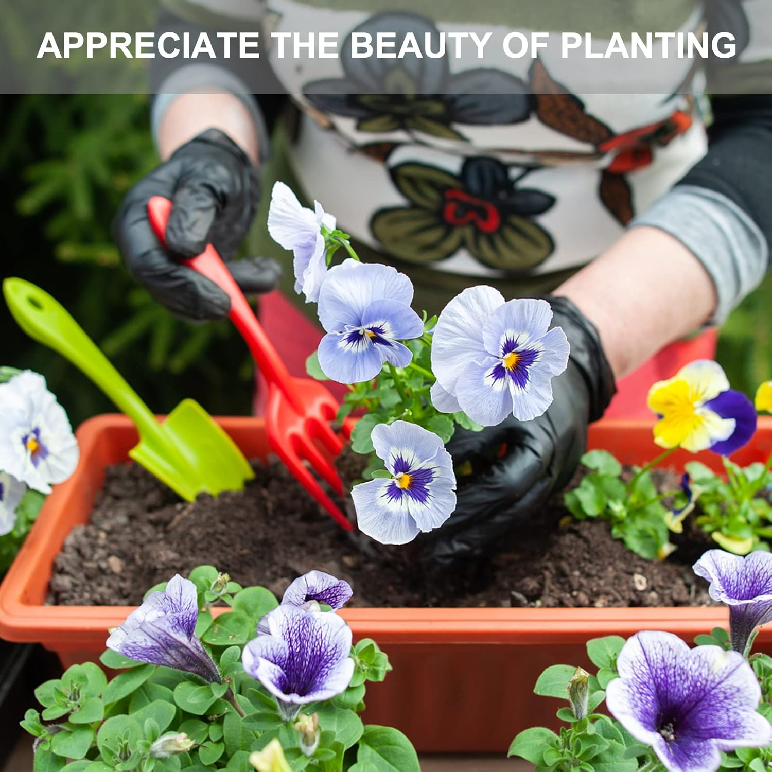 6 Packs Window Box Planter, 17 Inches Flower Window Box Rectangular Plastic Vegetable Planters with Trays for Windowsill, Patio, Garden, Balcony, Brick Red image number 5