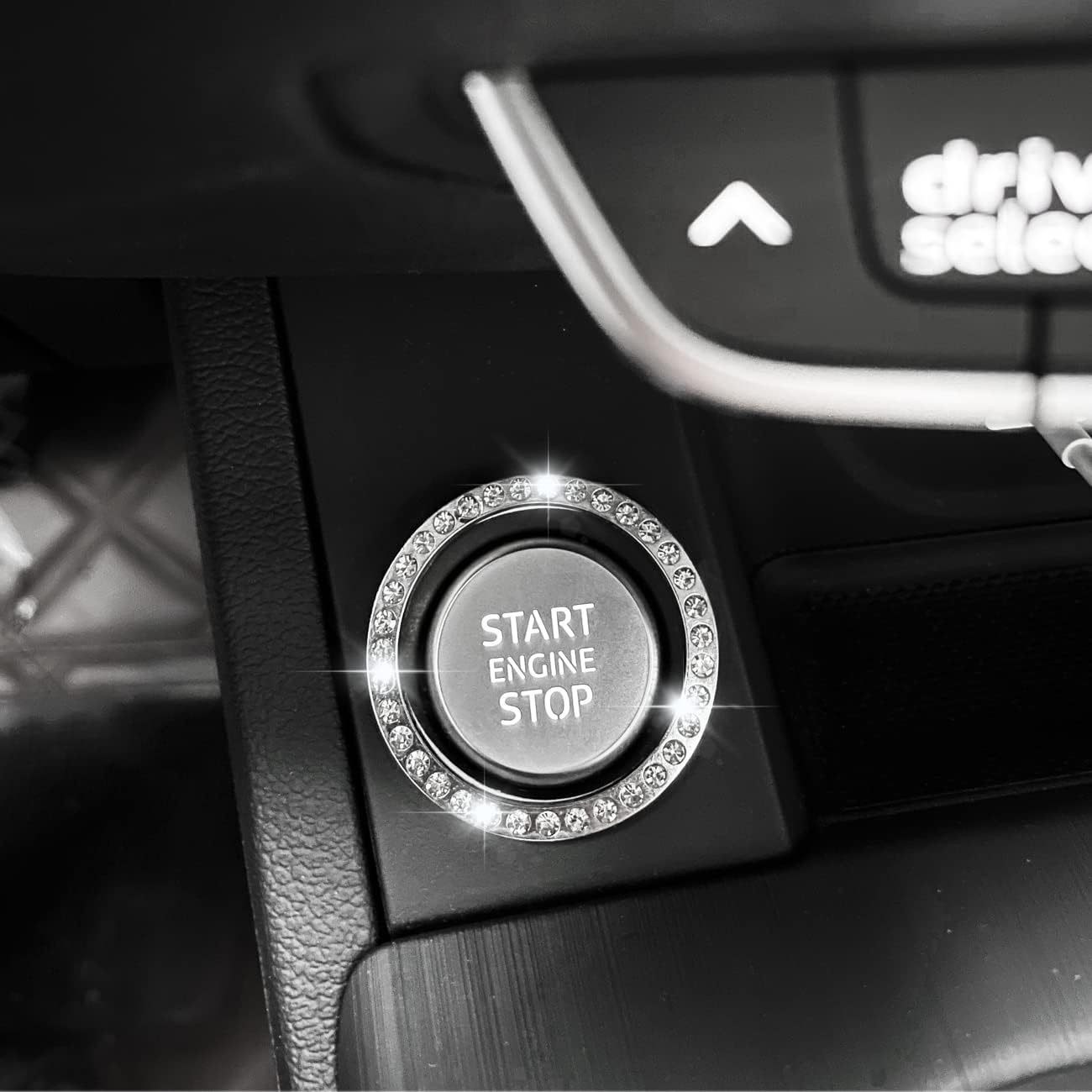 4 Pack Blind Spot Mirrors or Cars, 2 Inch round HD Glass Frameless Convex Wide Angle Side Rear View Mirror with ABS Housing Rhinestone Sticker for Most Cars Mirrors Accessories