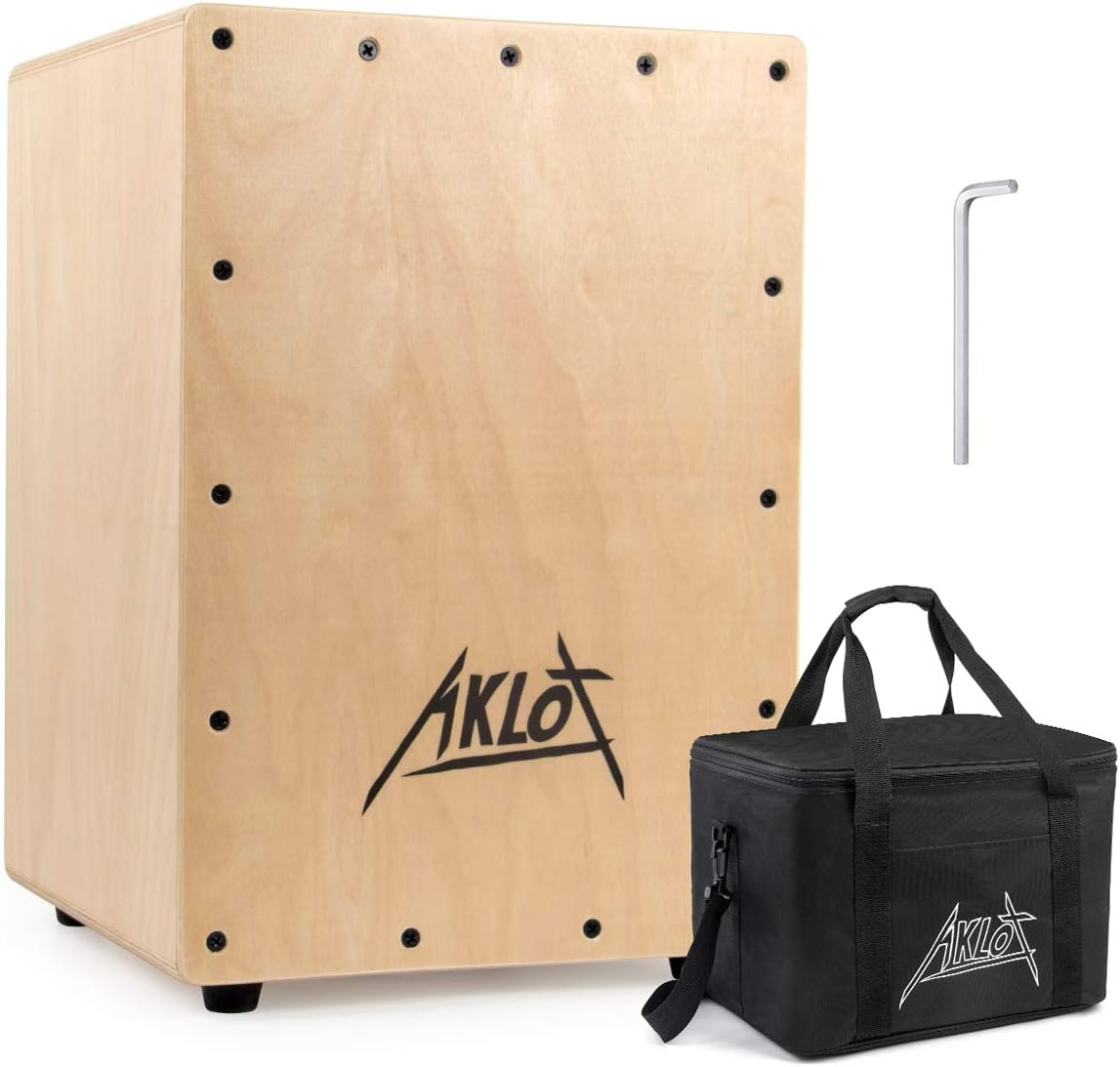 Cajon,12 * 9.4 * 1.7'' Portable Box Drum, Zebrawood Percussion Box Beat Box W/Cajones Internal Adjustable Snares Strings,Wrench,Hand Drum Carring Bag