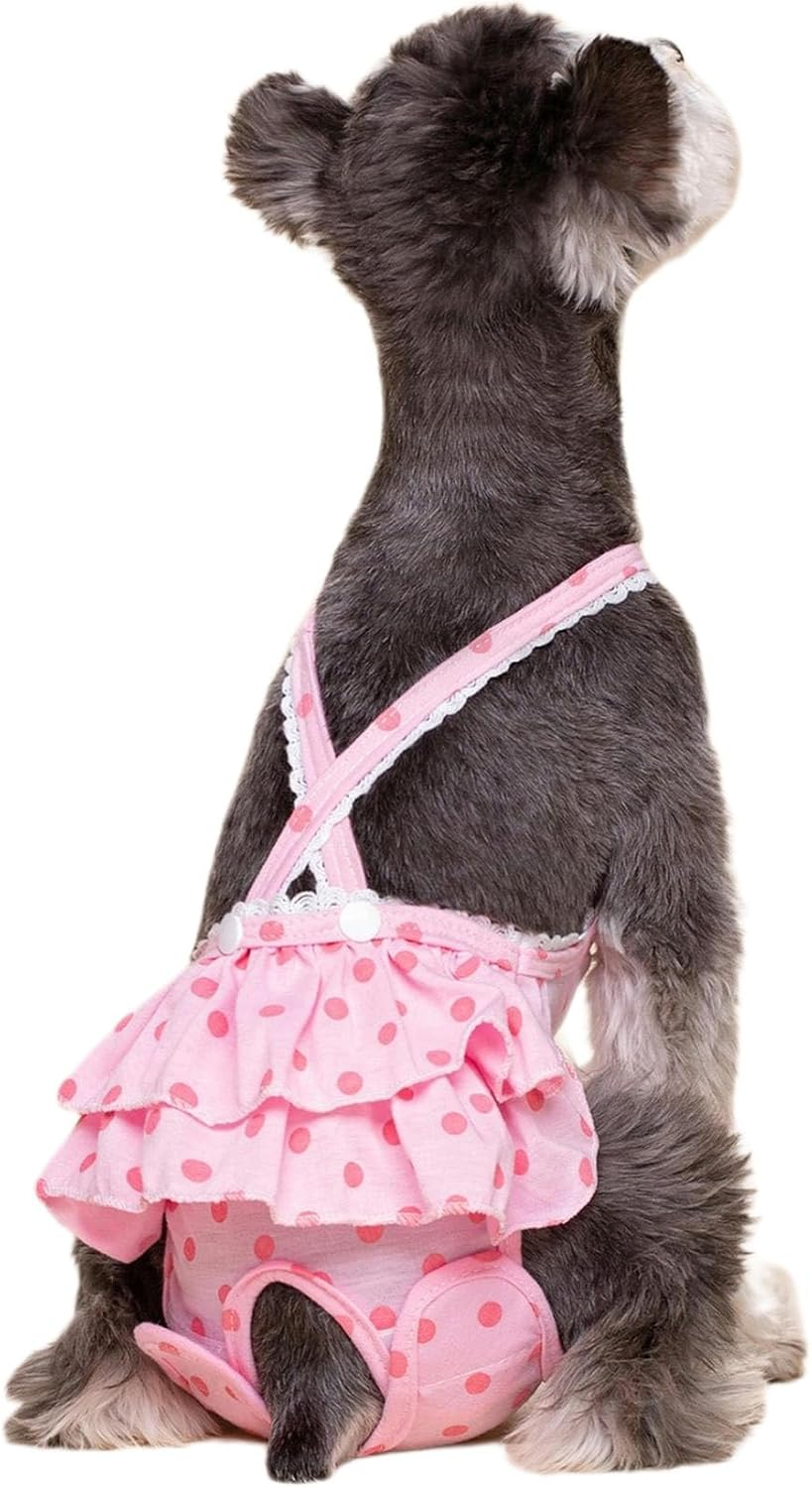 IUOUTG Cotton Dog Diapers Male Washable Dog Diapers Female with Adjustable Strap Pet Underwear Diaper Jumpsuit for Small Girl Dogs in Period Heat
