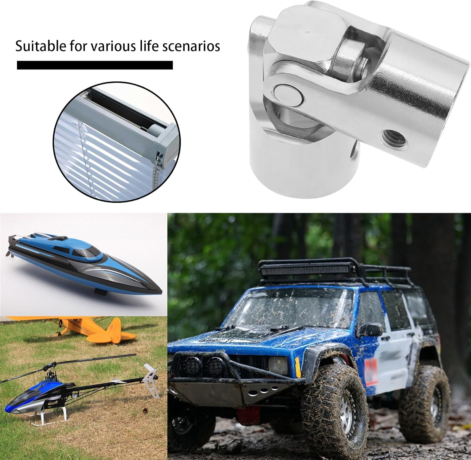 VGOL 1 Set Metal Universal Coupling Gimbal Crank Drive Knee Joint M5 Carbon Steel Universal Joint Coupling Components for Blinds Rolling Shutter Model Vehicle Ship image number 4