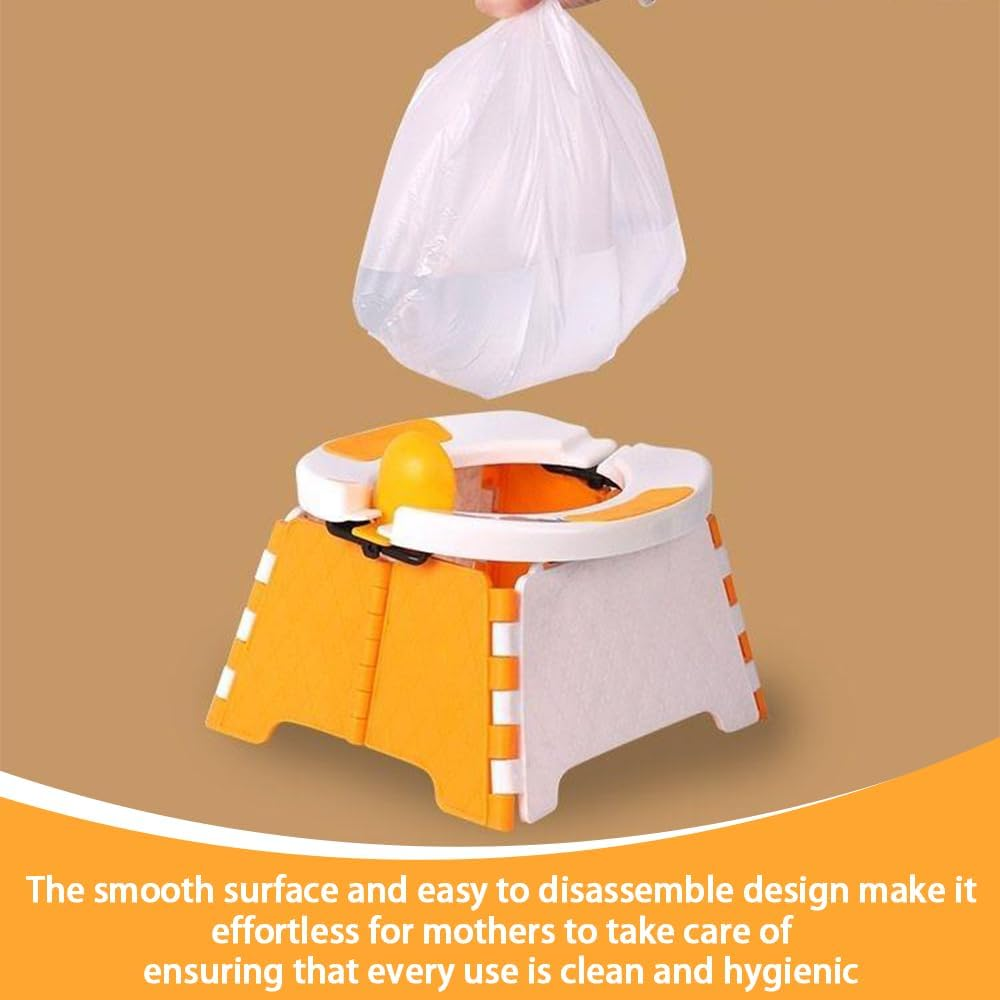 Portable Potty,Foldable Potty Training Seat,Potty Chair,Car Small Toilet,Kids Oldable Urinal,With 30Pcs Trash Bag,For Home, Car, Outdoor,Indoor,Travel, Picni (Orange) image number 2