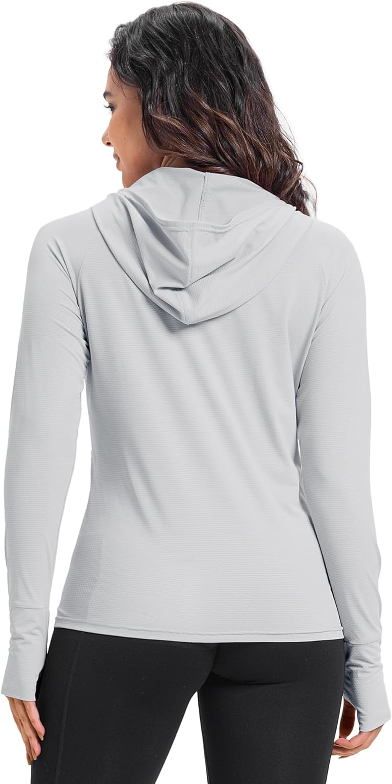 33,000Ft Women'S UPF 50+ Hoodie Jacket Lightweight Long Sleeve Sun Protection Shirt Full Zip up Breathable Sportwear with Thumb Holes for Hiking Running Outdoor image number 3