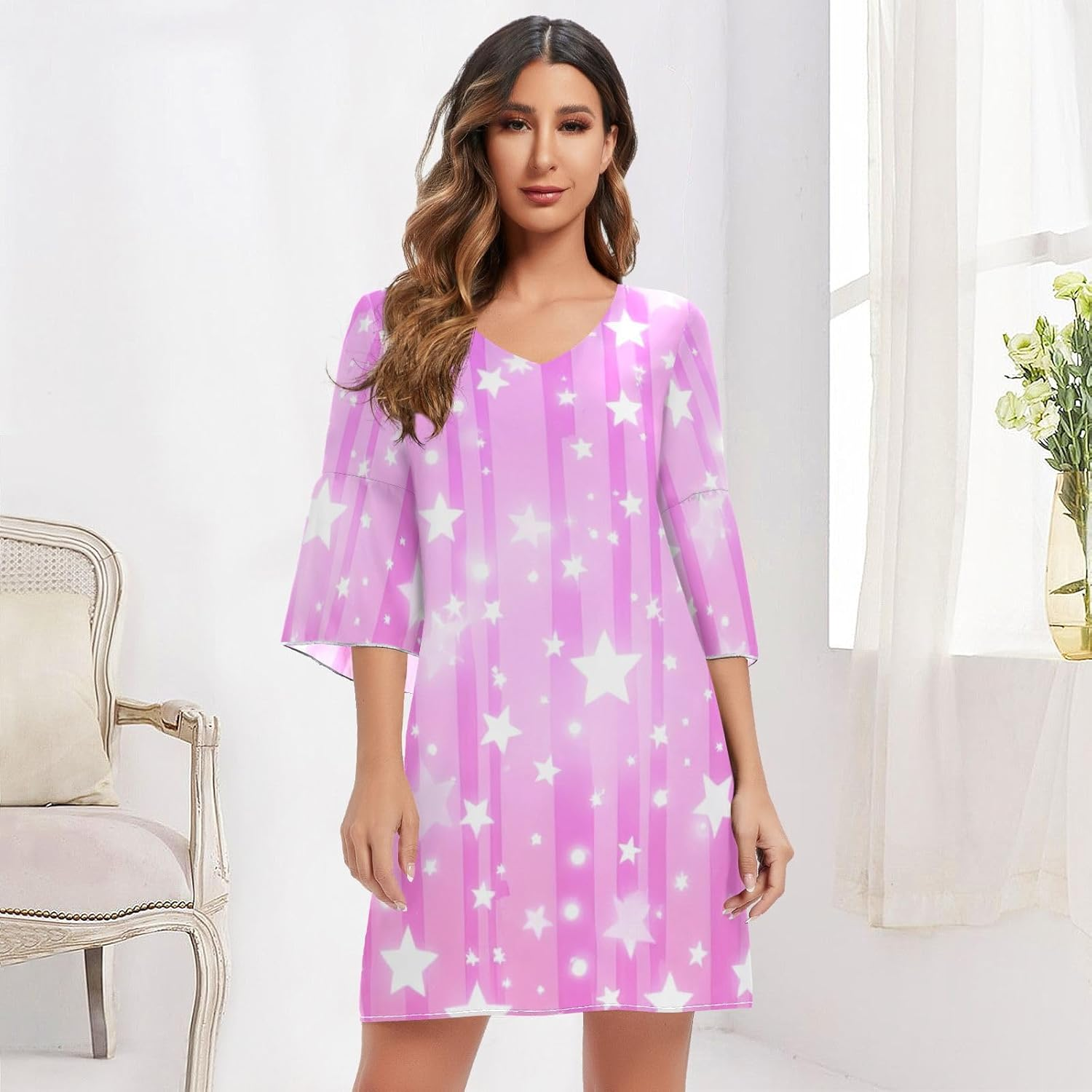 Stars Pastel Western a Line Dress Printed Maternity Dress Party S-XXL image number 5