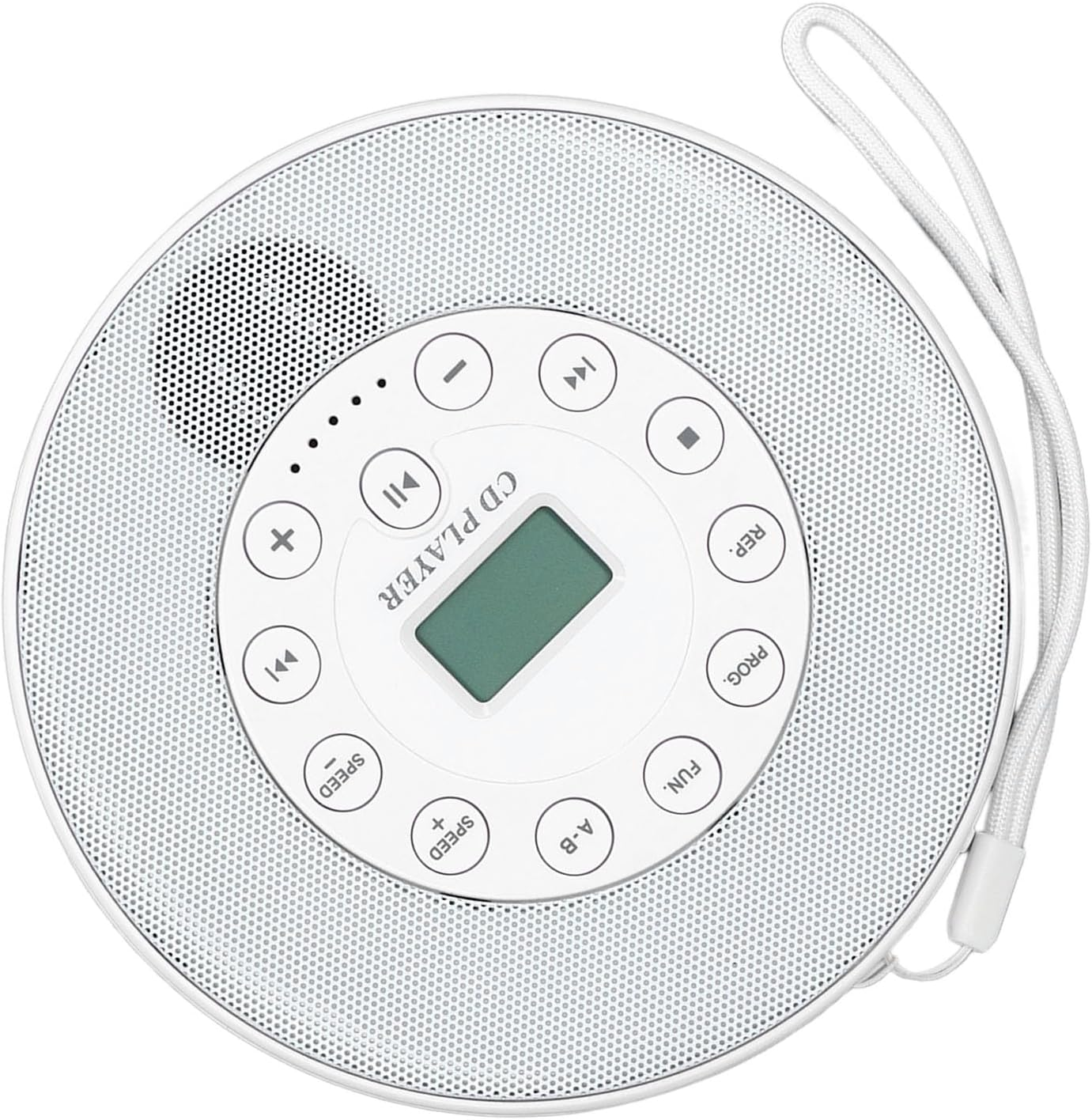 CD Player Portable, 1500Mah Rechargeable CD Player with Charging Cable and Sound Cable, Compact anti Skip Shockproof CD Player for CD CD RW MP3 (White without BT) image number 1