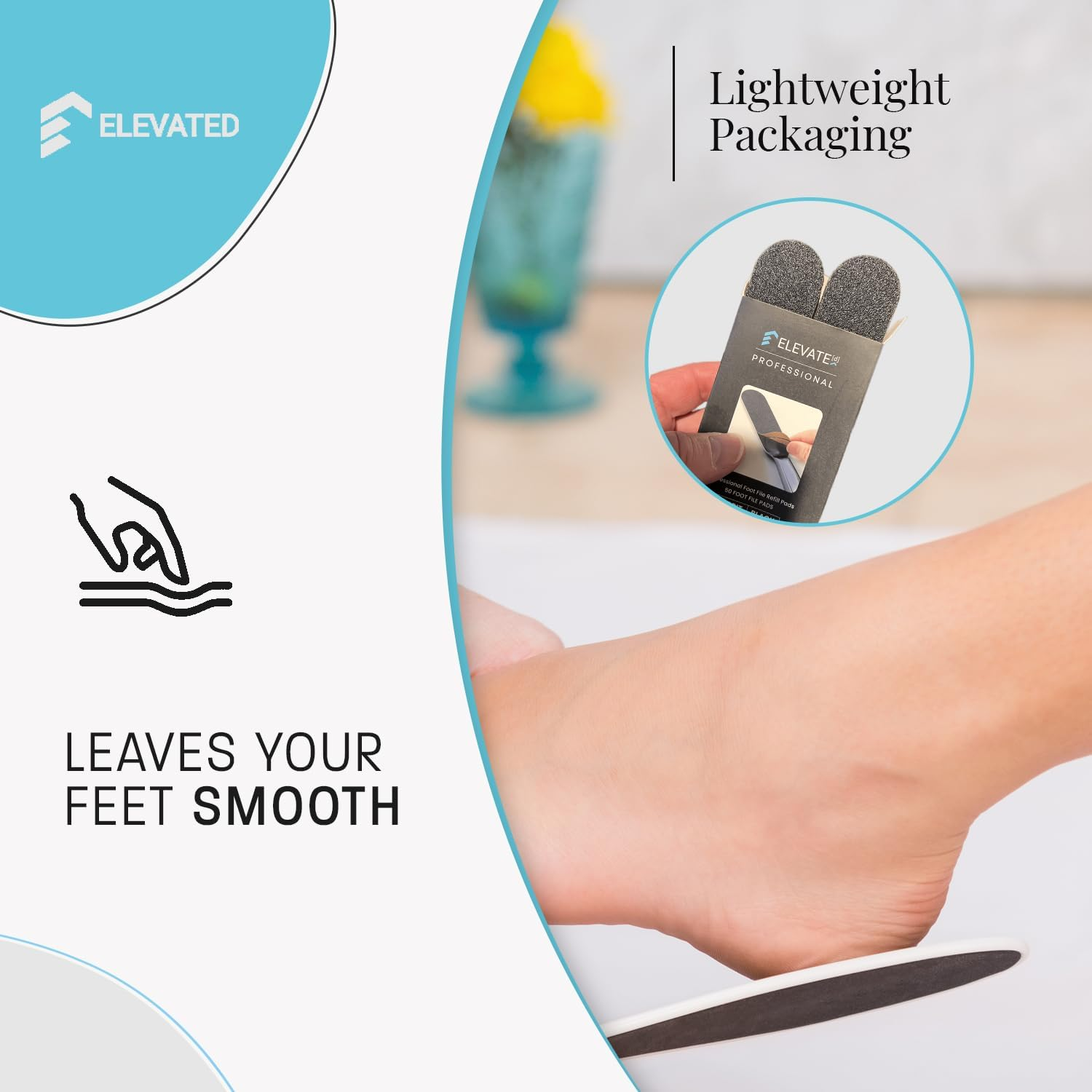 Professional Pedicure File Refills - Pack of 50 Foot File Replacement Pads - Black - Disposable Foot Files for Pedicures - Pedi Foot File Pads with Water Resistant Strong Adhesive (80 Grit) image number 5