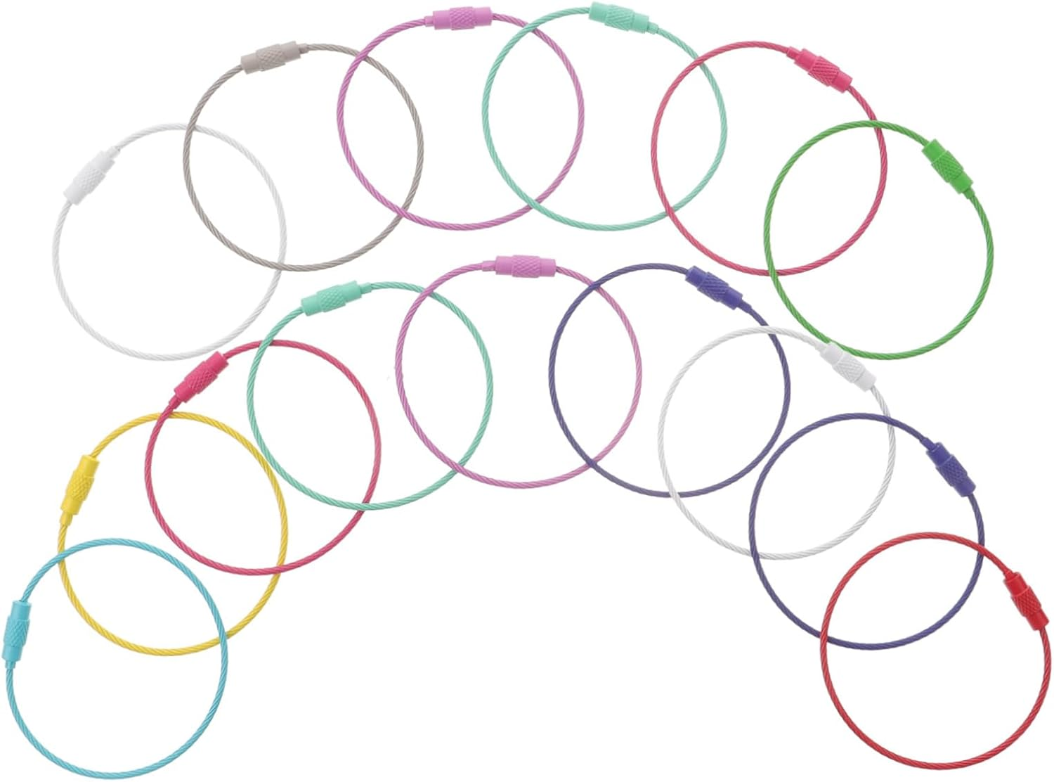 SAFIGLE 60Pcs Keyring Circle Wire Keychain Cable Loop Holder Key Ring Luggage Wire Tags image number 2