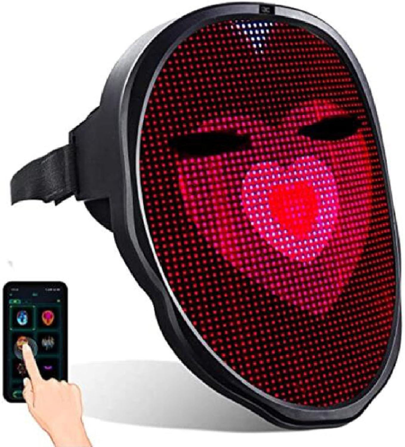 46X58 LED Lighted Face Cover, APP Control, Gesture Sensing, Customizable Patterns, Full Face Design for Adults and Kids, 3*AA Batteries, for Shining Classes APP image number 5