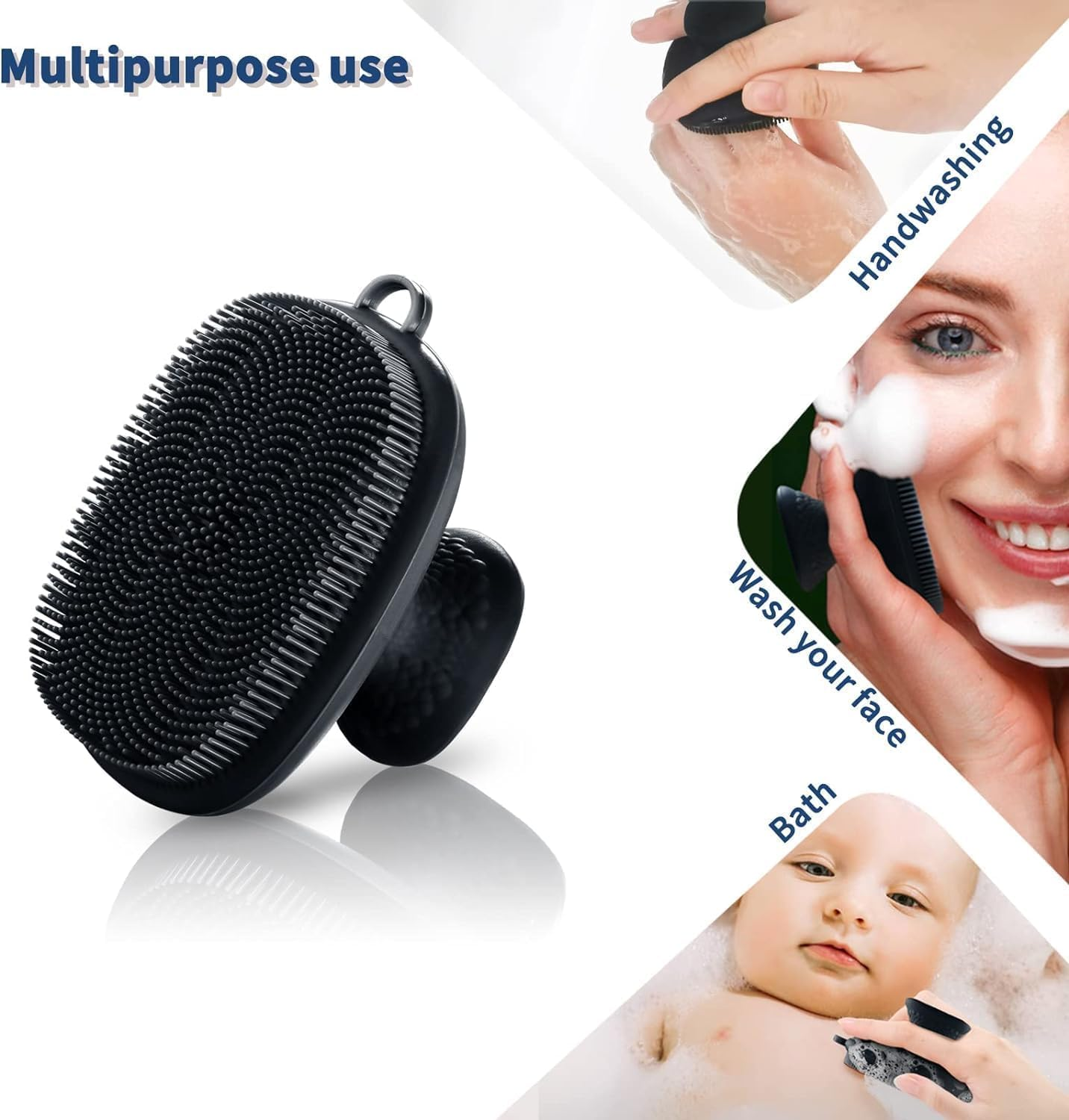 Face Scrubber, Silicone Face Scrubber for Men, Facial Cleansing Brush Silicone Face Wash Brush Manual Waterproof Cleansing Skin Care Face Brushes for Cleansing and Exfoliating (Black, One Size) image number 6