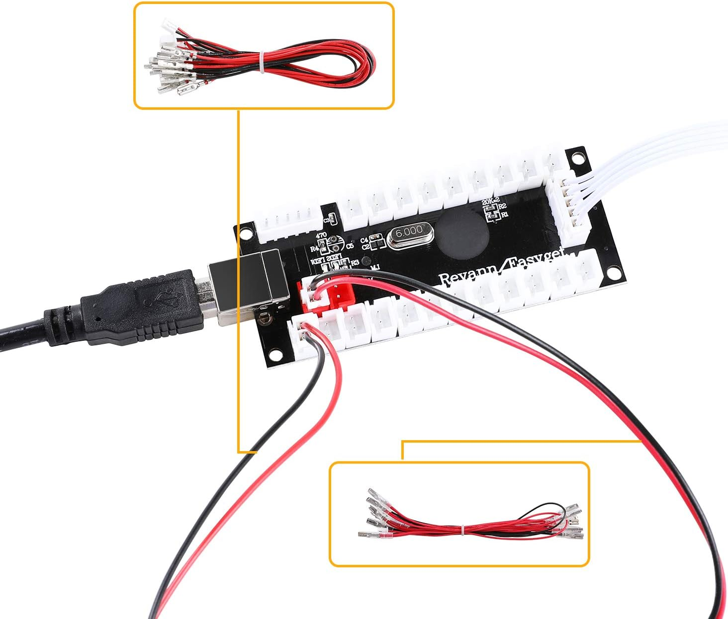 Qenker 2-Player LED Arcade DIY Kit for USB MAME PC Game DIY & Raspberry Pi Retro Controller DIY Including 2X Arcade Joystick, 20X LED Arcade Buttons, 2X Zero Delay USB Encoder (Mixed Color Kit) image number 5