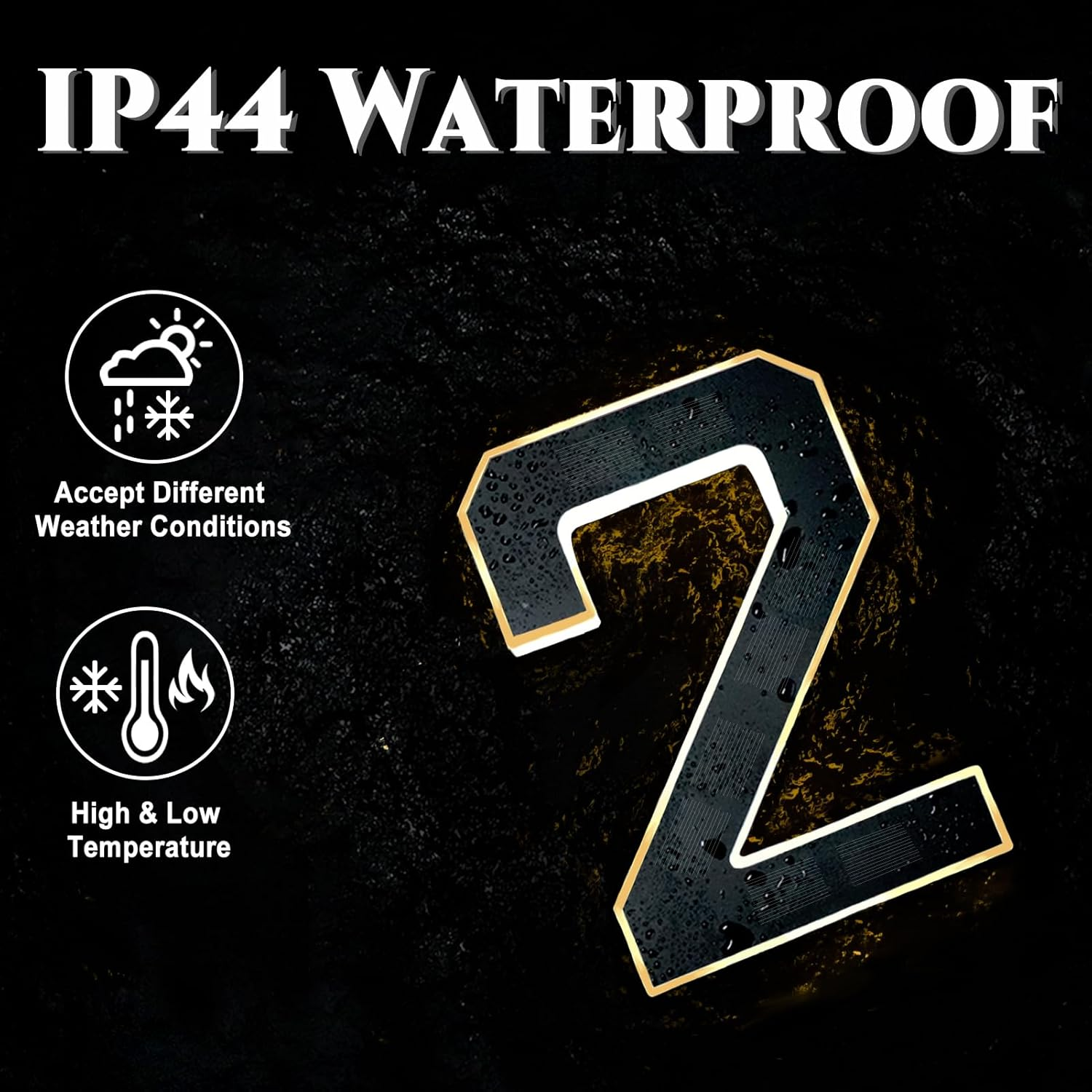 ISUNMEA 9 Inch Solar Lighted House Numbers for Outside, Light up Waterproof LED Address Numbers Signs for Houses, Large Personalized Illuminated Exterior Modern House Numbers Light (B-Black, 9IN) - B-Black image number 6