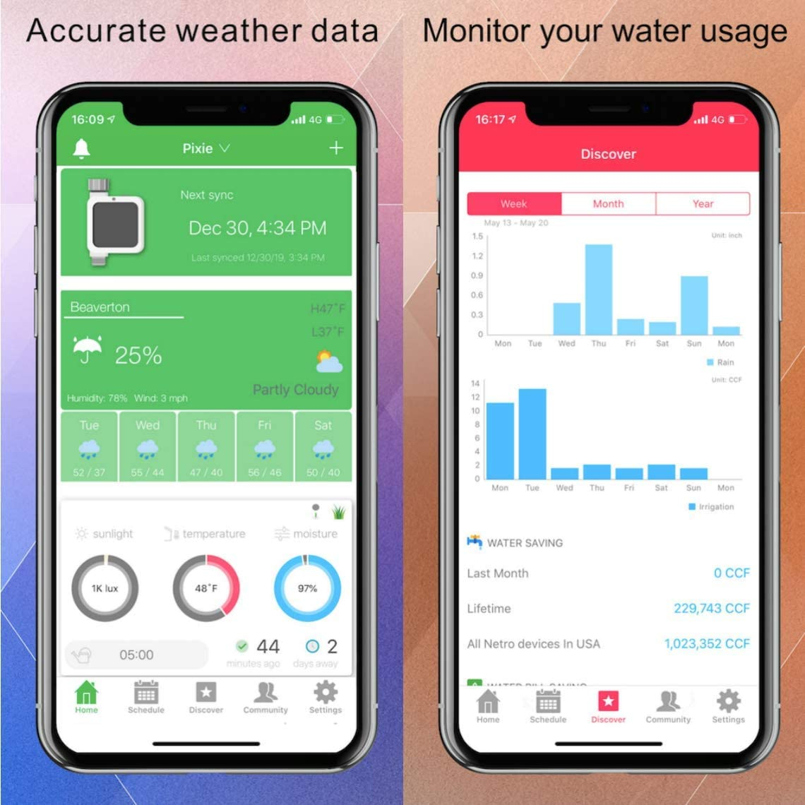 Netro Pixie Smart Hose Faucet Timer, Wifi Connected, Solar Powered, Weather Aware