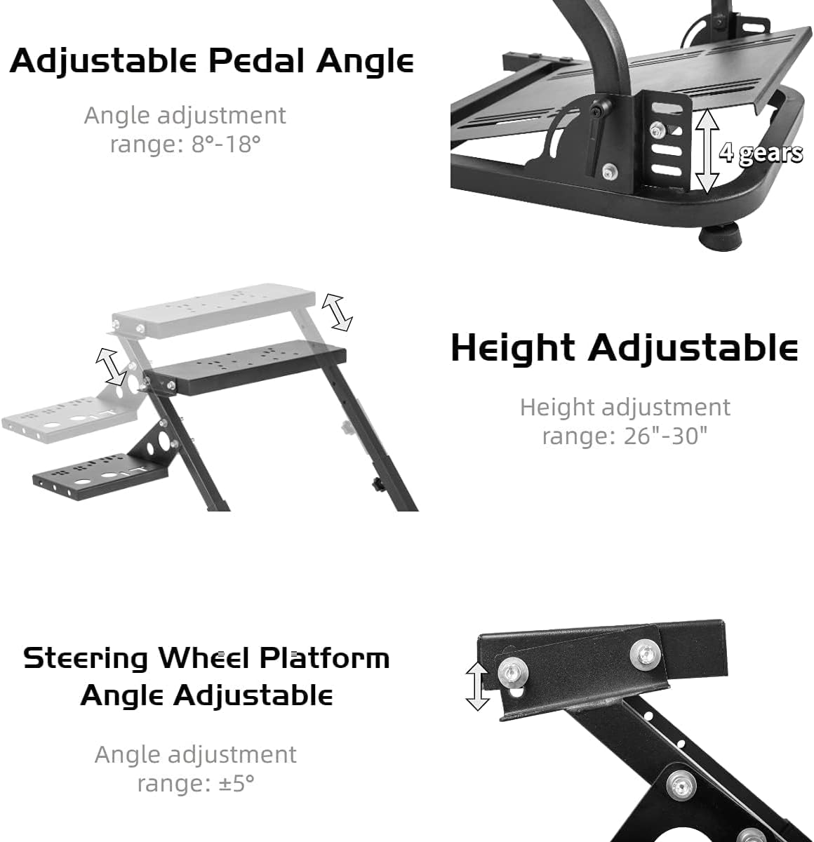 Dardoo Racing Steering Wheel Stand with Shifter Lever Fit for Logitech G27 G25 G29 G920, Thrustmaster, PC, PS4, Platforms Gaming Racing Simulator Wheel Stand Adjustable Foldable without Wheel,Shifter image number 1