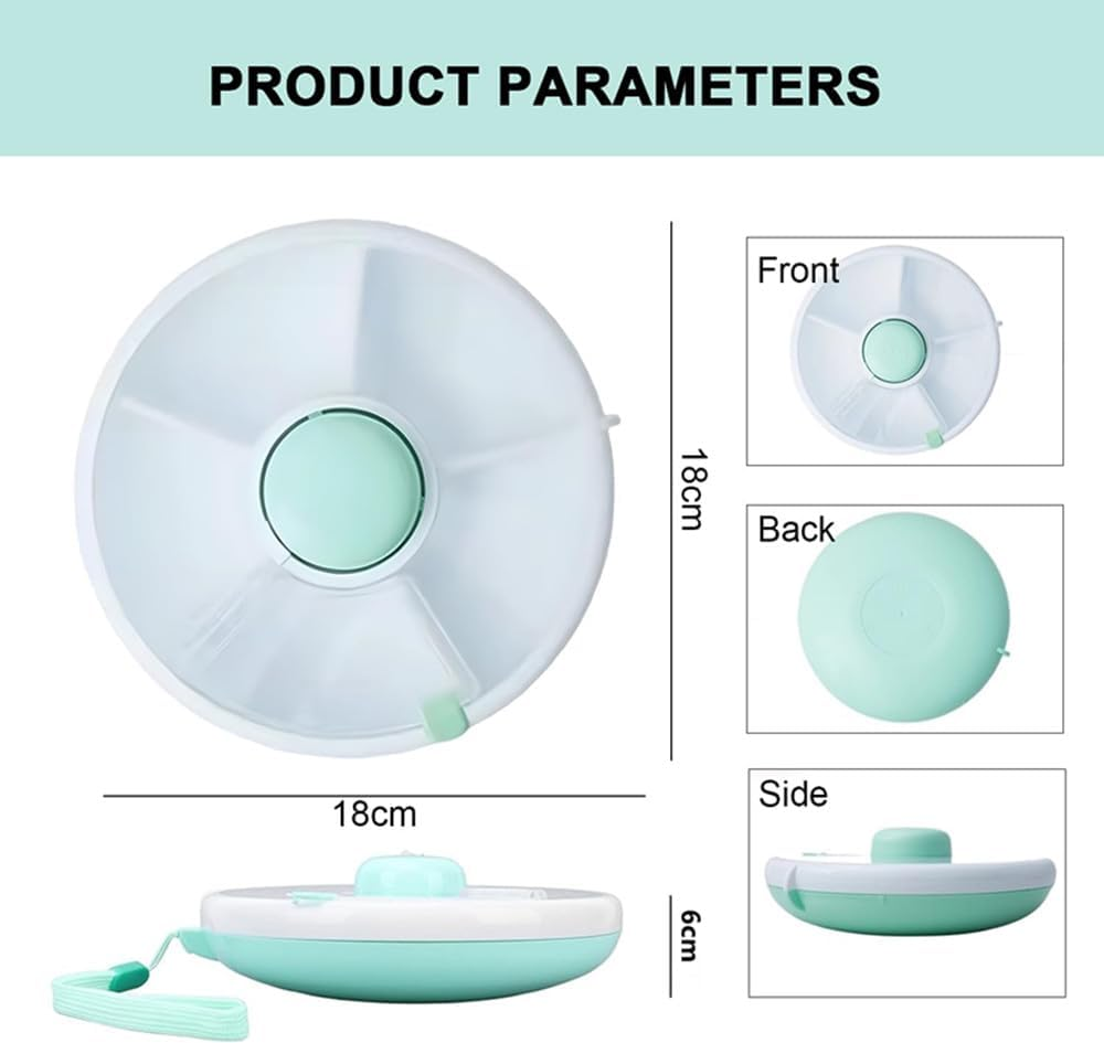 Walquicks Snack Spinner with Hand Strap Reusable Snack Container with 5 Compartments and Lid, Portable Melon Candy Seeds Organizer Storage Boxes, Leak-Proof Divided Snack Serving Tray for Travel image number 2