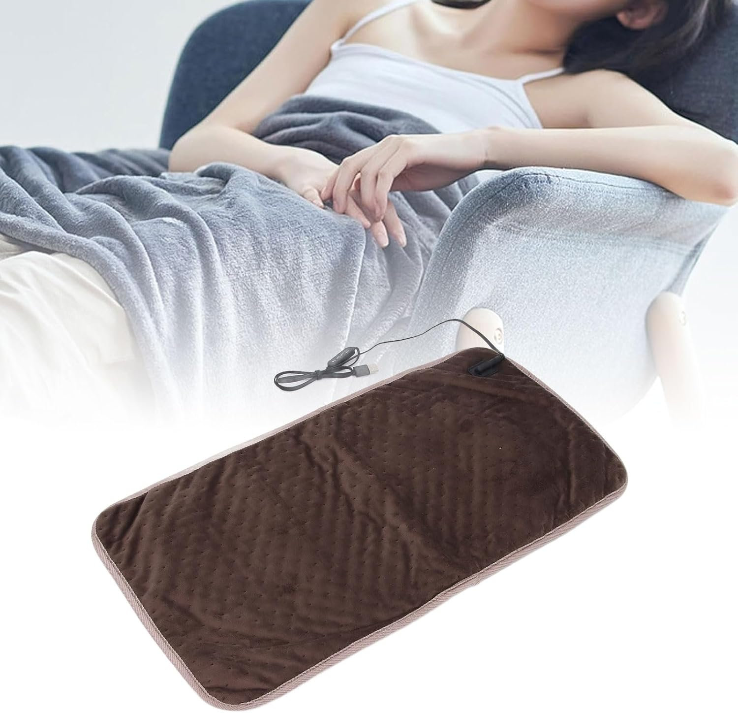 USB Heating Pad, 3 Heat Settings Electric Heated Pad, Portable 5V Electric Heated Blanket Pad for Neck, Back, Shoulders Pain Relief, Gifts for Women, 11.8X23.6Inch image number 6