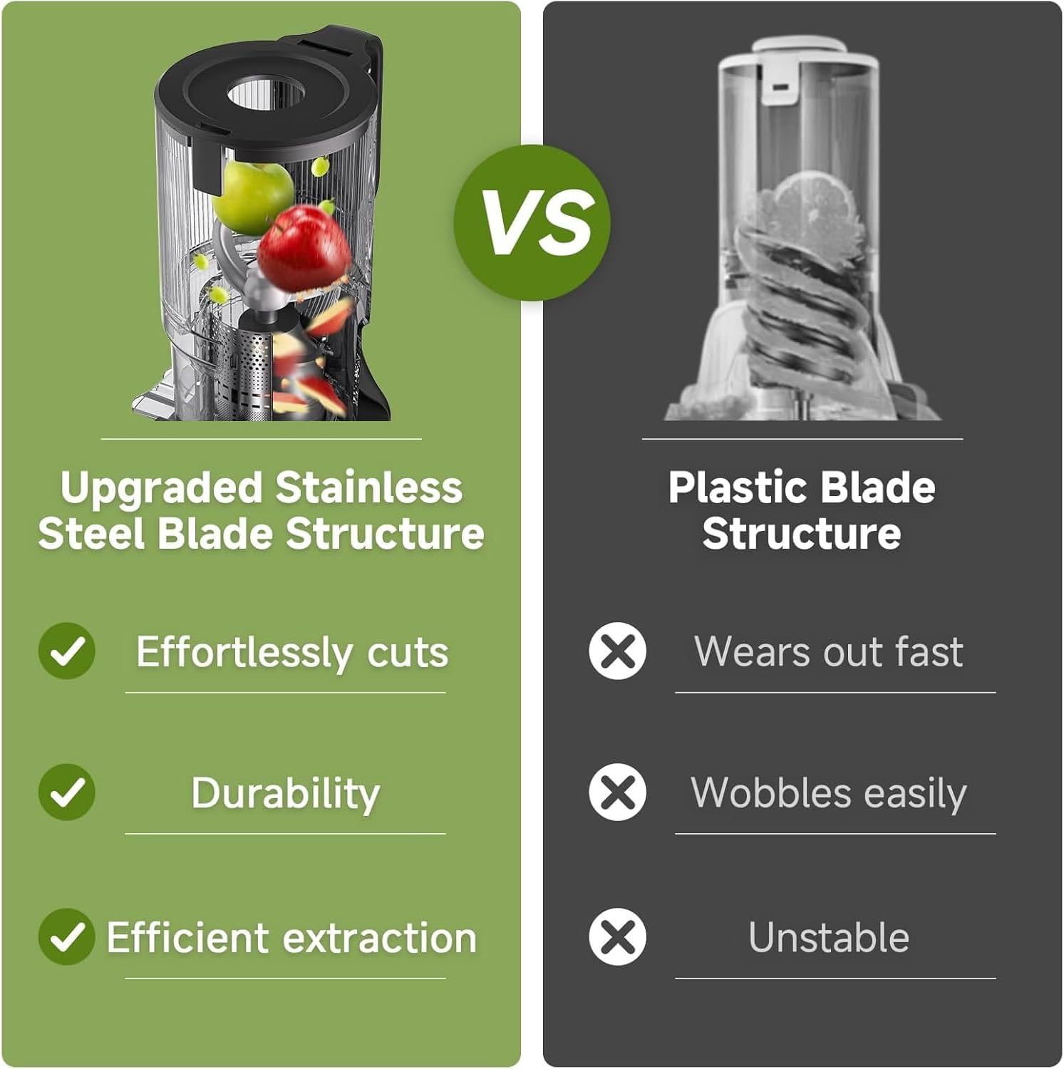 AMZCHEF Cold Press Juicer with 126Mm Feeding Chute for Whole Fruits and Vegetables, Slow Masticating Juicer Machine with Quiet Motor, High Juice Yield and Reverse Function, Easy to Clean, Bpa-Free