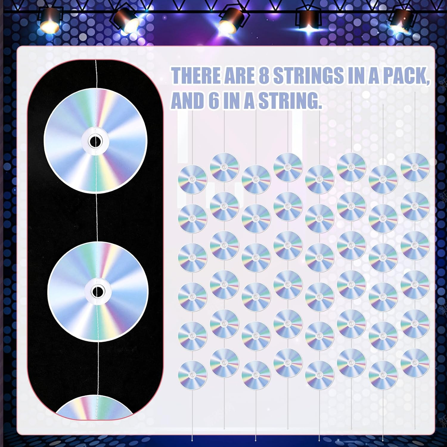 8Pcs 90'S Party Decorations, Retro CD Cutout Hanging Banner 2000S Music Themed Party Decoration Vintage Garlands for Y2K Disco Decades Party Birthday Party Supplies image number 4