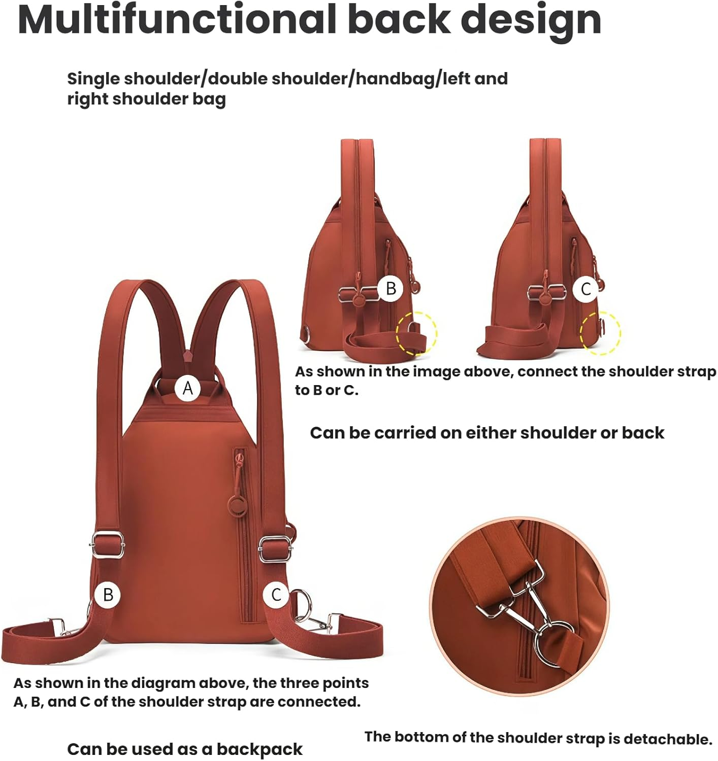 2026 Upgrade 3 in 1 Anti-Theft Travel Tote Bag - Waterproof Nylon Convertible Backpack Crossbody Bag for Women - Blue image number 5