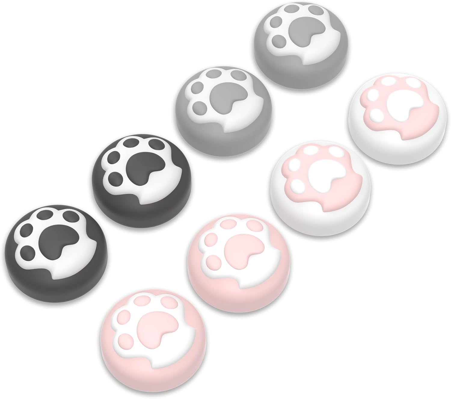 Playvital 8 Pcs Thumb Grips for Nintendo Switch 2, Kawaii Silicone Thumbstick Caps for Switch 2, Analog Cover for Joycon 2 Joystick Caps - Cat Paw image number 2