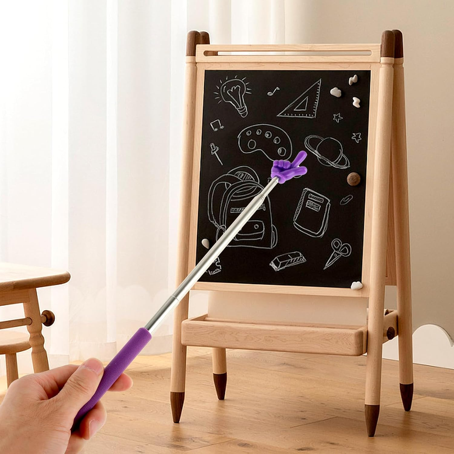 Pack of 5 Extendable Pointing Sticks, Extendable Pointing Stick, Telescopic Teacher Pointer, Stainless Steel Extendable Teacher Pointer, Hand Pointer for Presentations