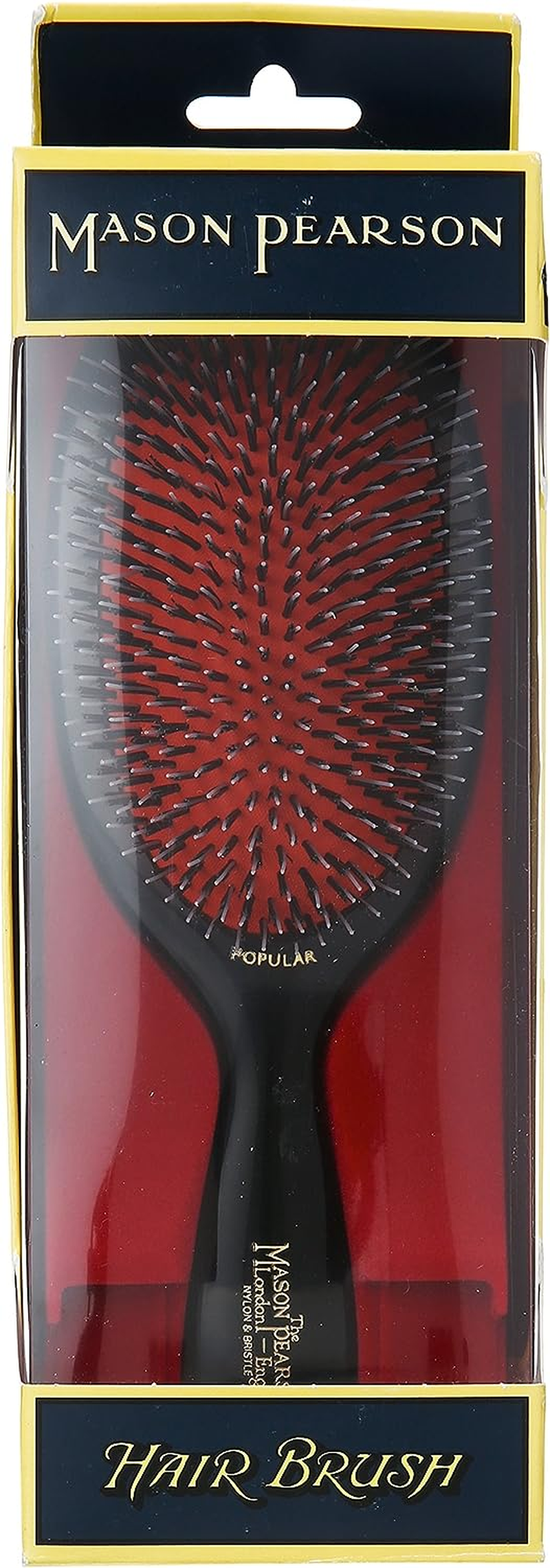Mason Pearson Large Popular Bristle & Nylon Brush - # BN1 Dark Ruby by Mason Pearson for Unisex - 2 Pc Hair Brush & Cleaning Brush, 2 Count image number 4