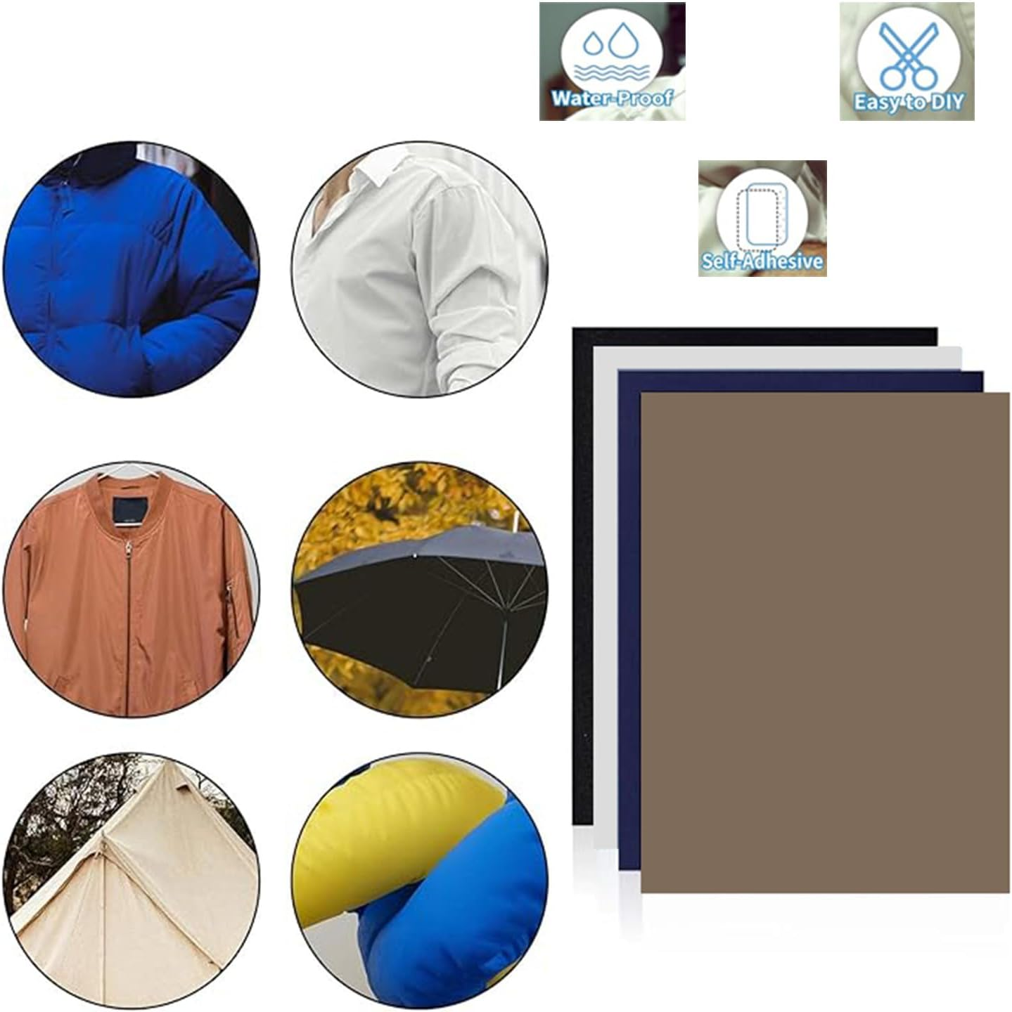 8Pcs 15X20Cm Self Adhesive Nylon Repair Patches, Waterproof Fabric Repair Patches, down Jacket Patch, Lightweight Camping Gear Patch for Clothing Raincoat Backpacks Tent Sleeping Bag Holes image number 4