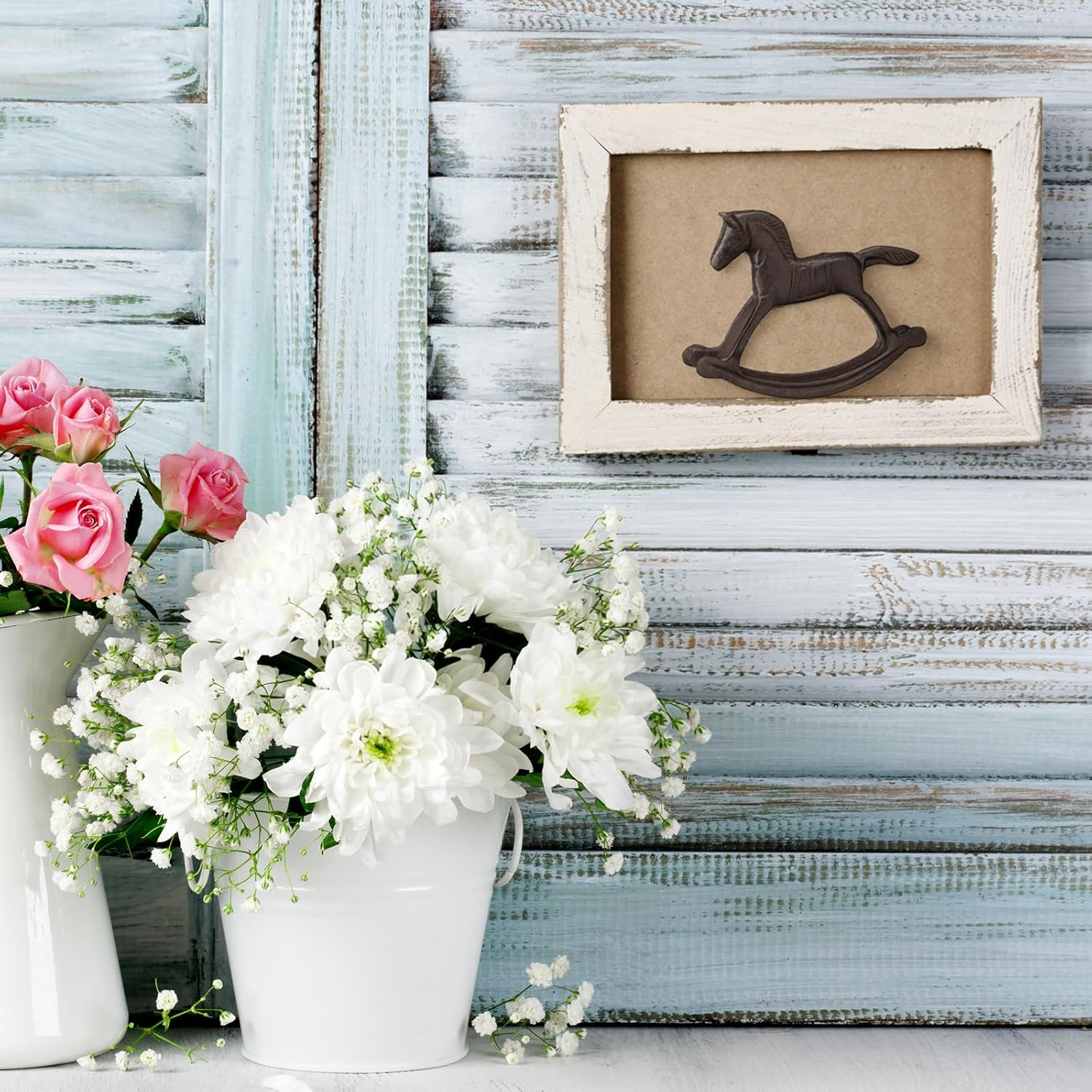 Otoolling 6.3&rdquo; Cast Iron Rocking Horse Statue Garden Home Office Desk Decor Collection Childlike Figurine image number 5