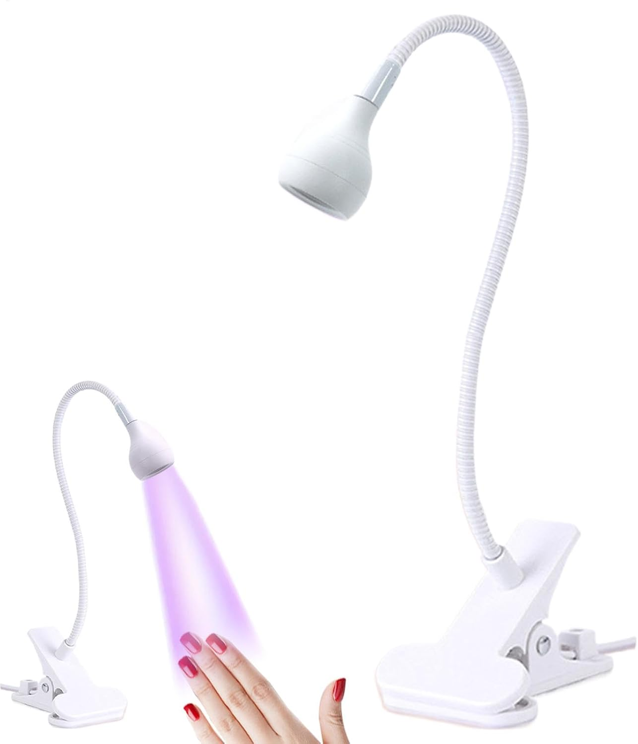 UV Light for Gel Nails - Clamp on Gooseneck UV Light for Nails,Small USB UV Lamp, Manicure Dryer, Home Salon Nail Accessories for Women Girls