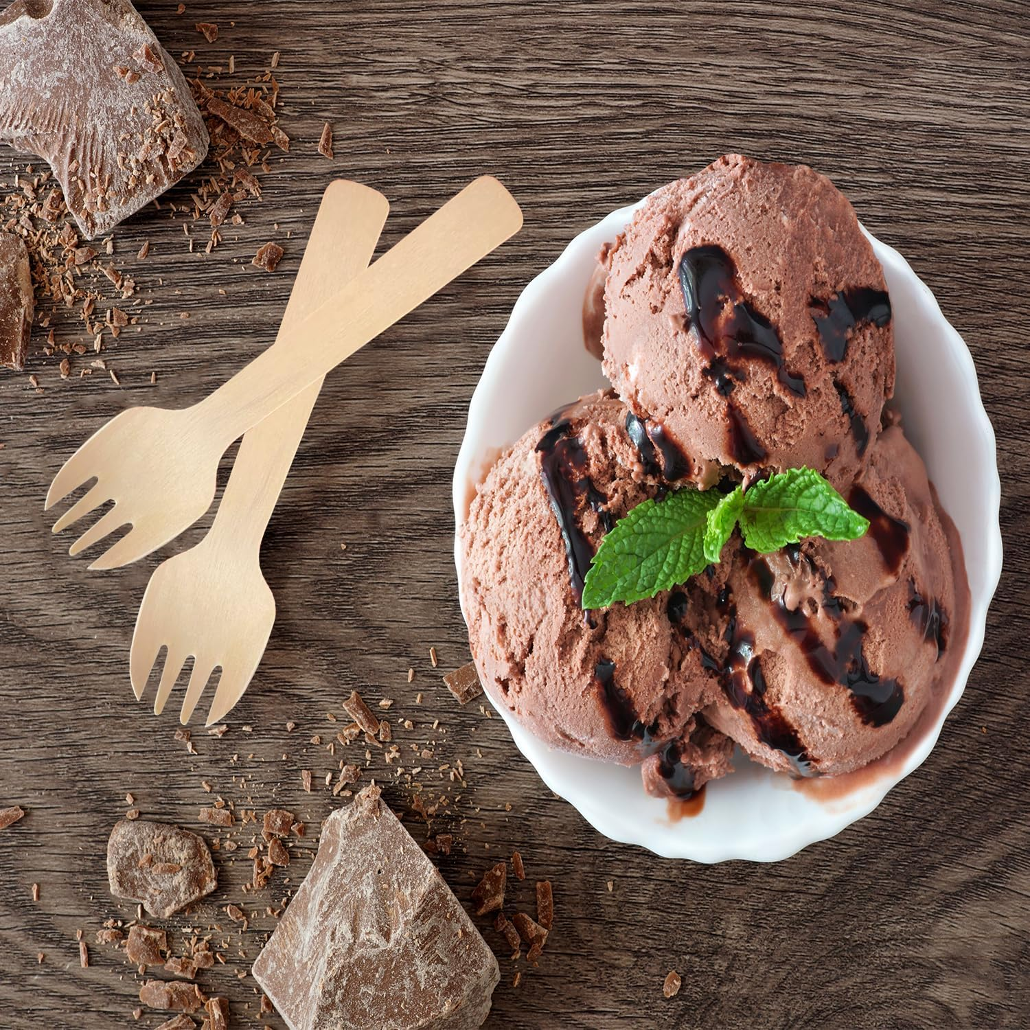 200Pcs 4 Inch Mini Wooden Forks, Biodegradable Compostable Birchwood, Food Grade Disposable Spoons Disposable Wooden Cutlery for Parties, Weddings, Camping. image number 1