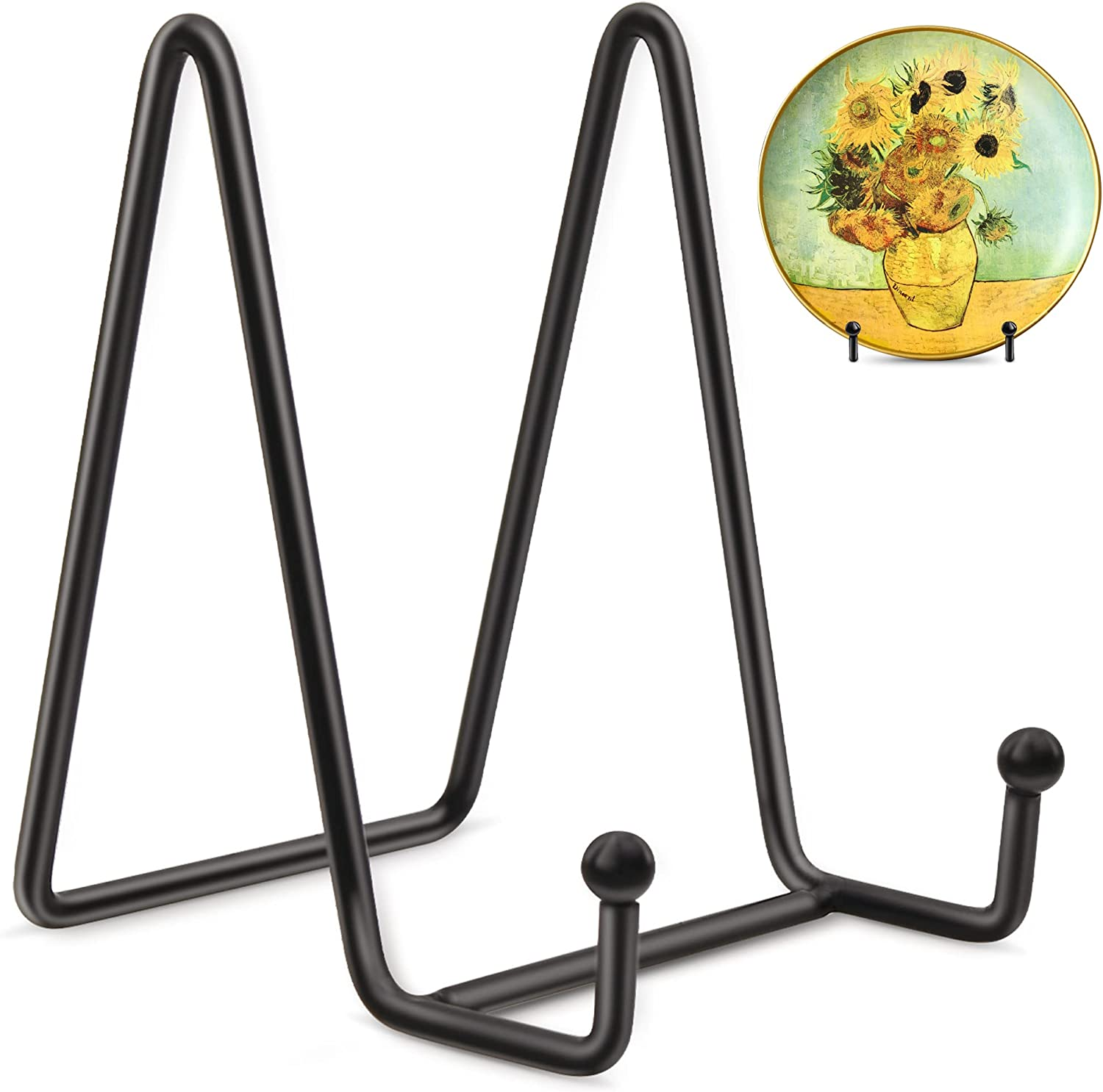 Mocoosy 2 Pack 4 Inch Gold Plate Stands for Display, Metal Square Wire Easel Stand, Plate Holder Display Stands, Picture Frame Stands for Display Photos, Decorative Platter, Book and Table Top Arts