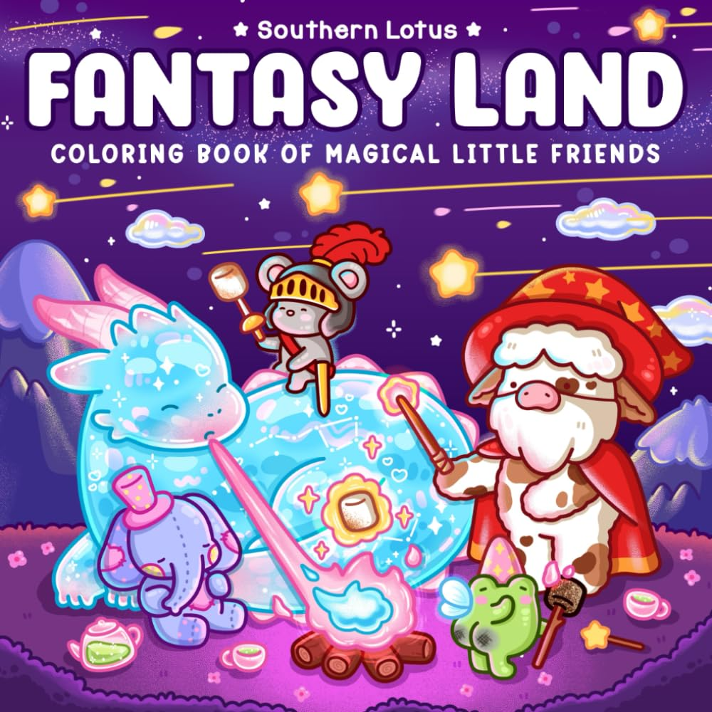 Fantasy Land: Coloring Book for Adults and Teens Featuring Little Friends in Magical World with Cute Cozy Moments and Funny Adventures for Relaxation image number 1