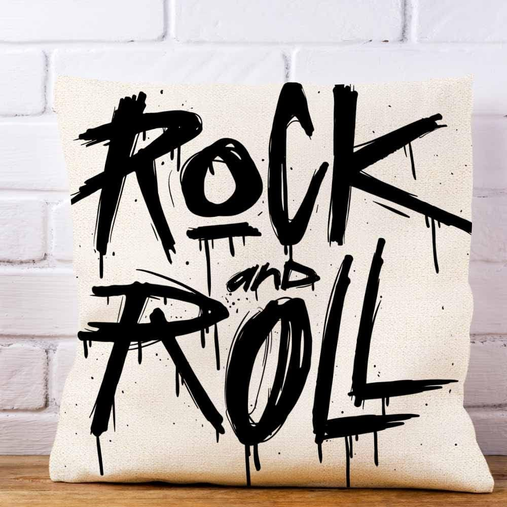 IBILIU Throw Pillow Covers Old Hand Draw Sketch Rock and Roll Cushion Pillow Case Home Decor Pillowcase 18X18 Inches image number 3