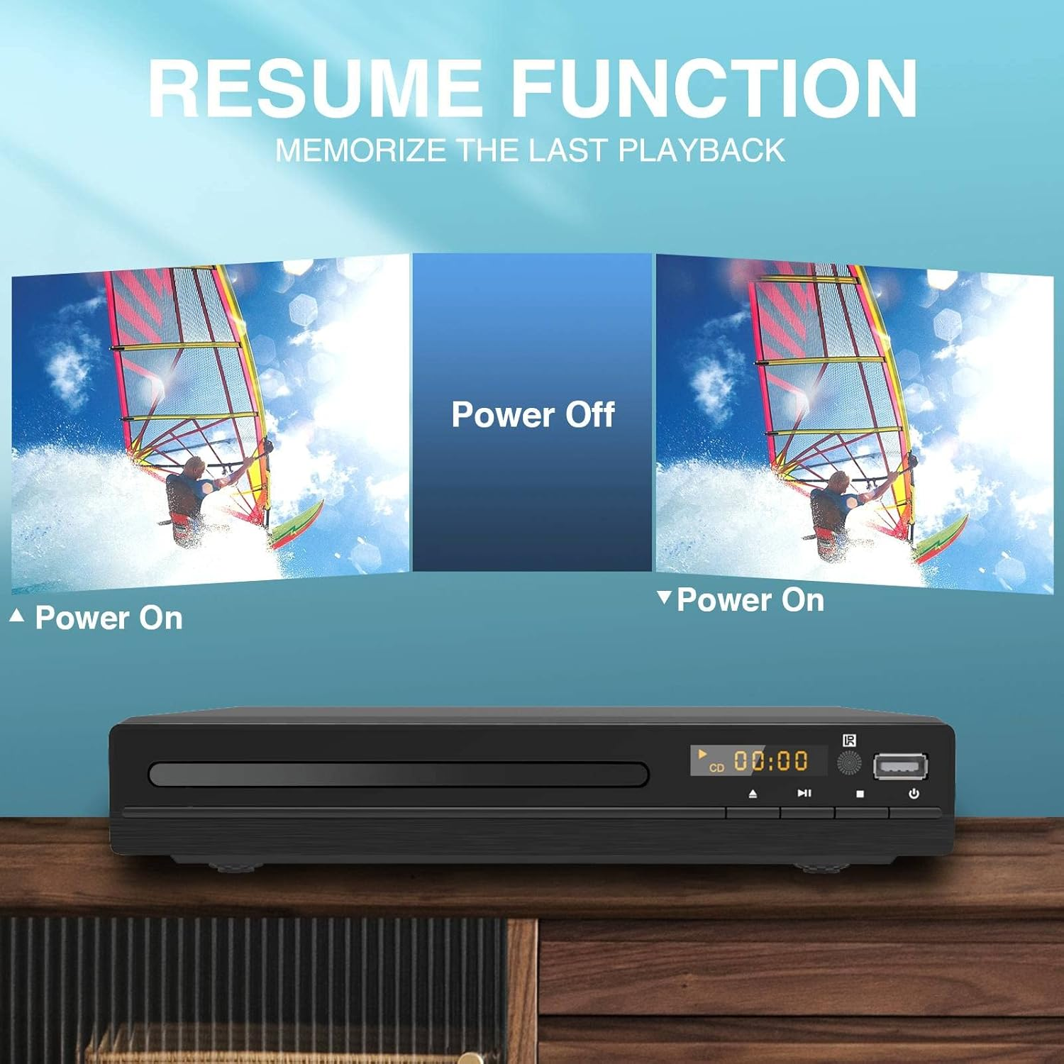 DVD Player HDMI for TV, HD 1080P Upscaling CD Player with HDMI AV Coaxial Output USB Input, Support Recorder Disc, PAL/NTSC System, Region Free, HDMI AV Cable Remote Control Included