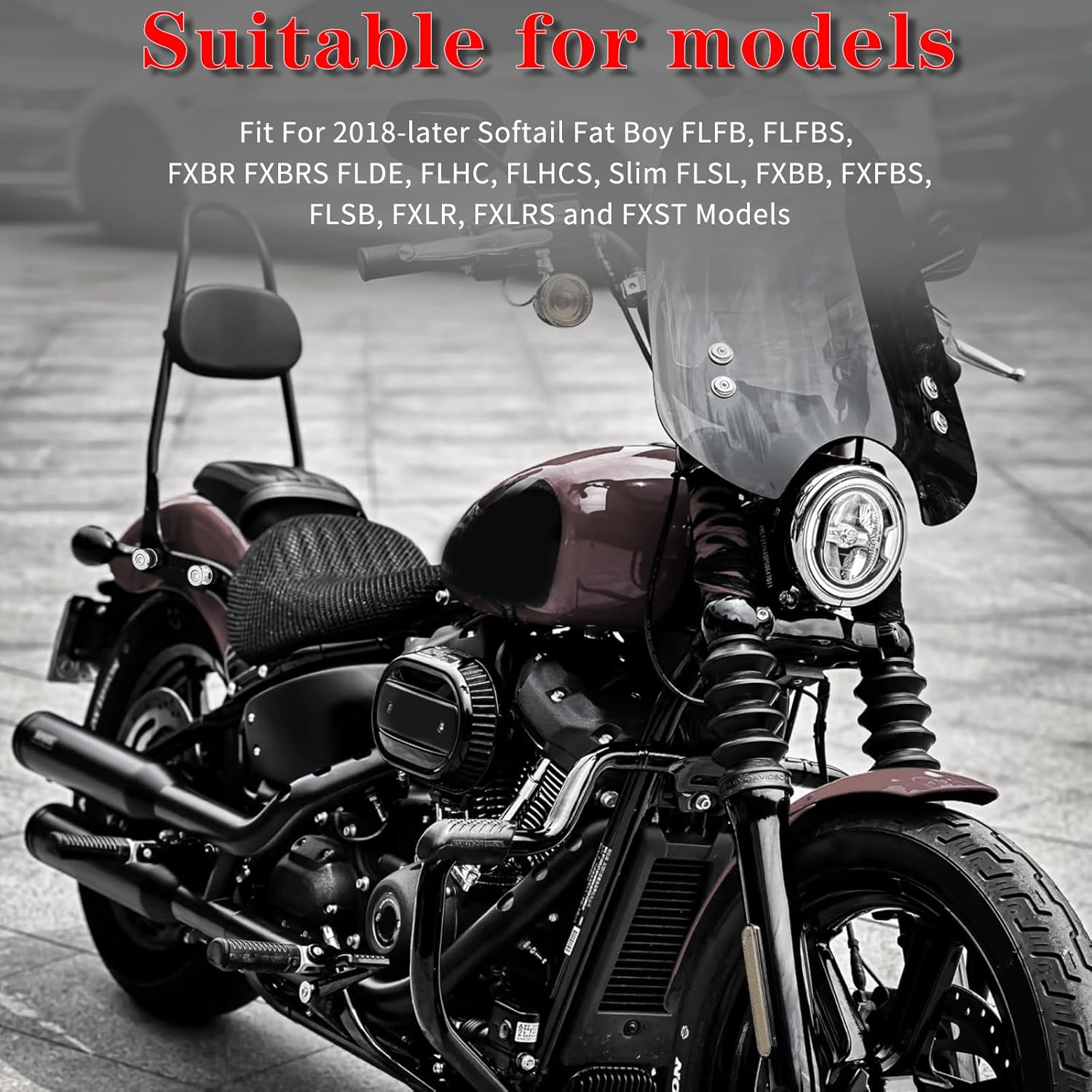 Holdfast Sissy Bar Docking Hardware Kit Compatible with Harley Softail Deluxe Low Rider Fat Boy Street Bob Fat Bob FXFB FLDE FXBR FLHC FLSB FLSL FXBB FXLR 2018-Up（Chrom） - Black image number 2