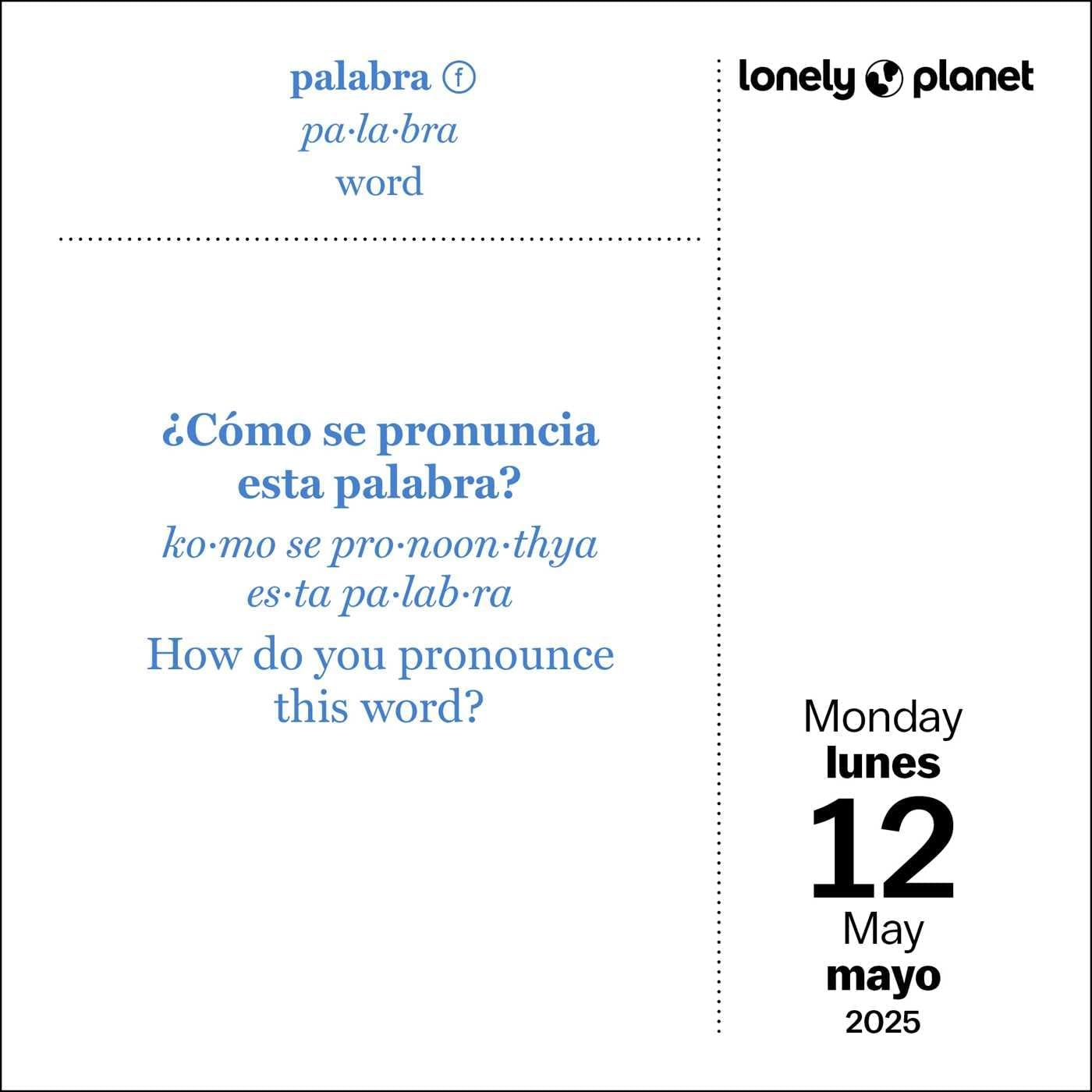 Lonely Planet: Spanish Phrasebook 2025 Day-To-Day Calendar image number 2