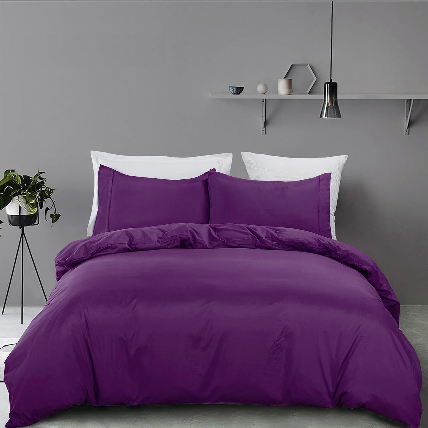 Forzzz 2000 TC Premium 3 Pieces Soft Quilt/Duvet Pillowcase Cover Set AU Double Queen Size Doona Cover Ultra Soft Quilt Cover Set Bed(Queen,Purple) image number 2