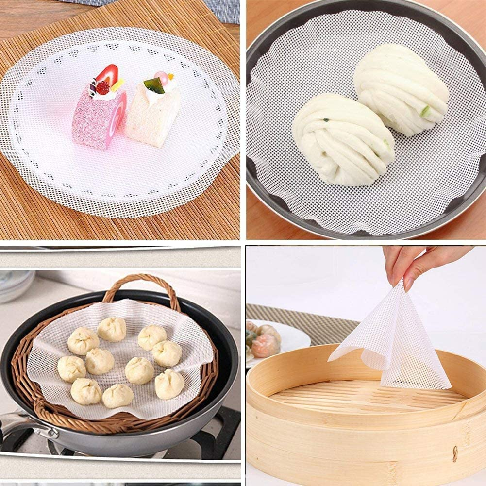 Silicone Steamer Liners, 5Pc Non-Stick Dumplings & Buns Mesh, 12In/30Cm image number 3
