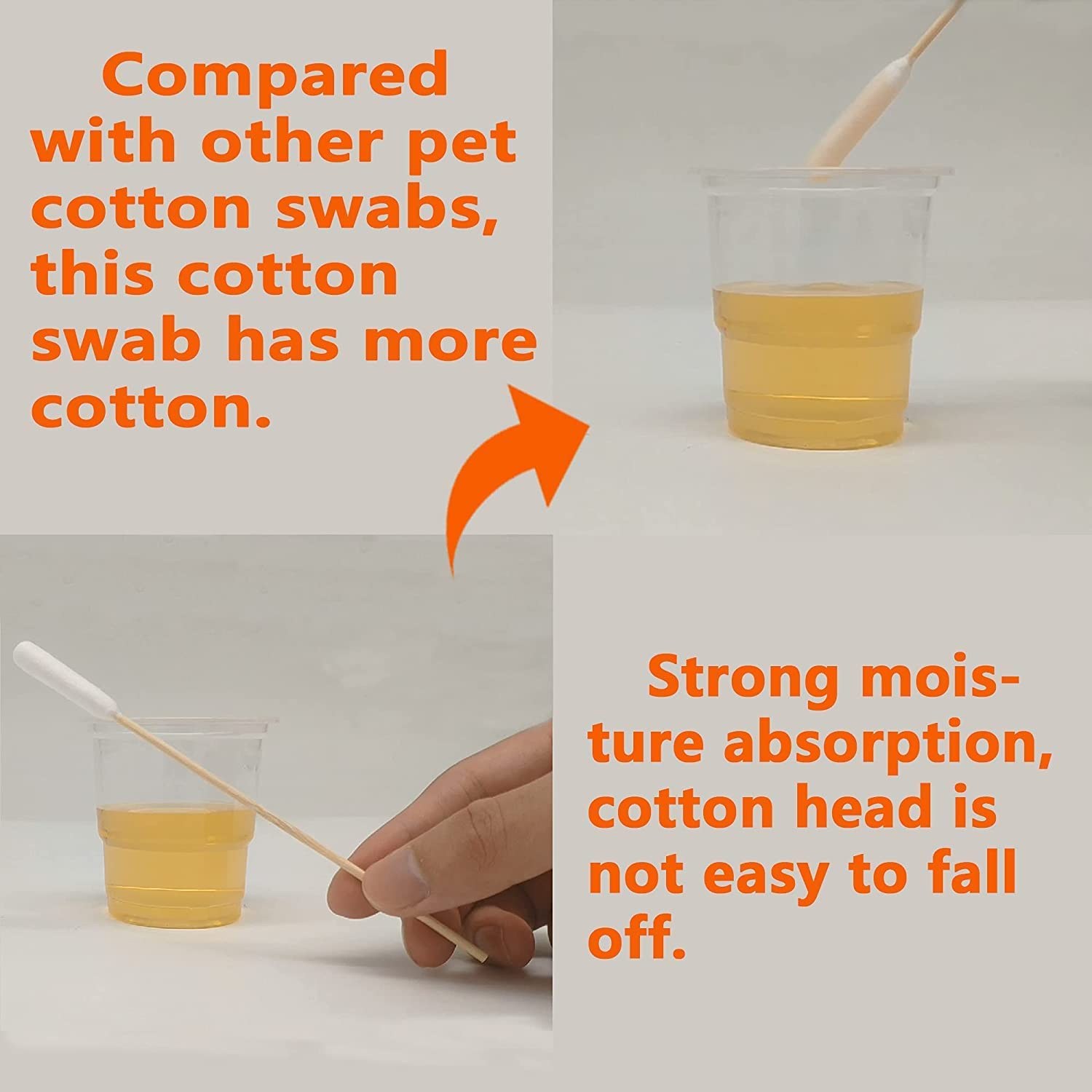 6 Inch Long Cotton Swabs of Medium and Large Pets Ears Cleaning or Makeup 200Pcs image number 5