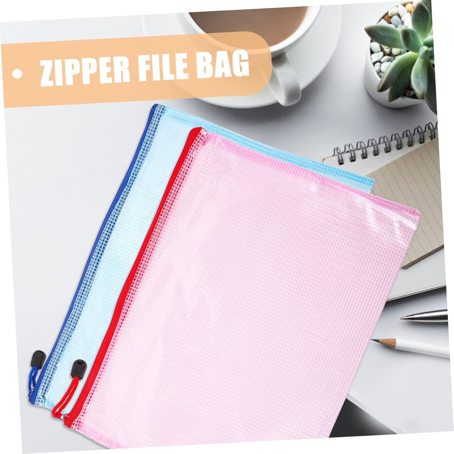 LALAFINA 12Pcs Zipper File Bags Documents Pouches for Office Stationery File Organization and Travel Use image number 6