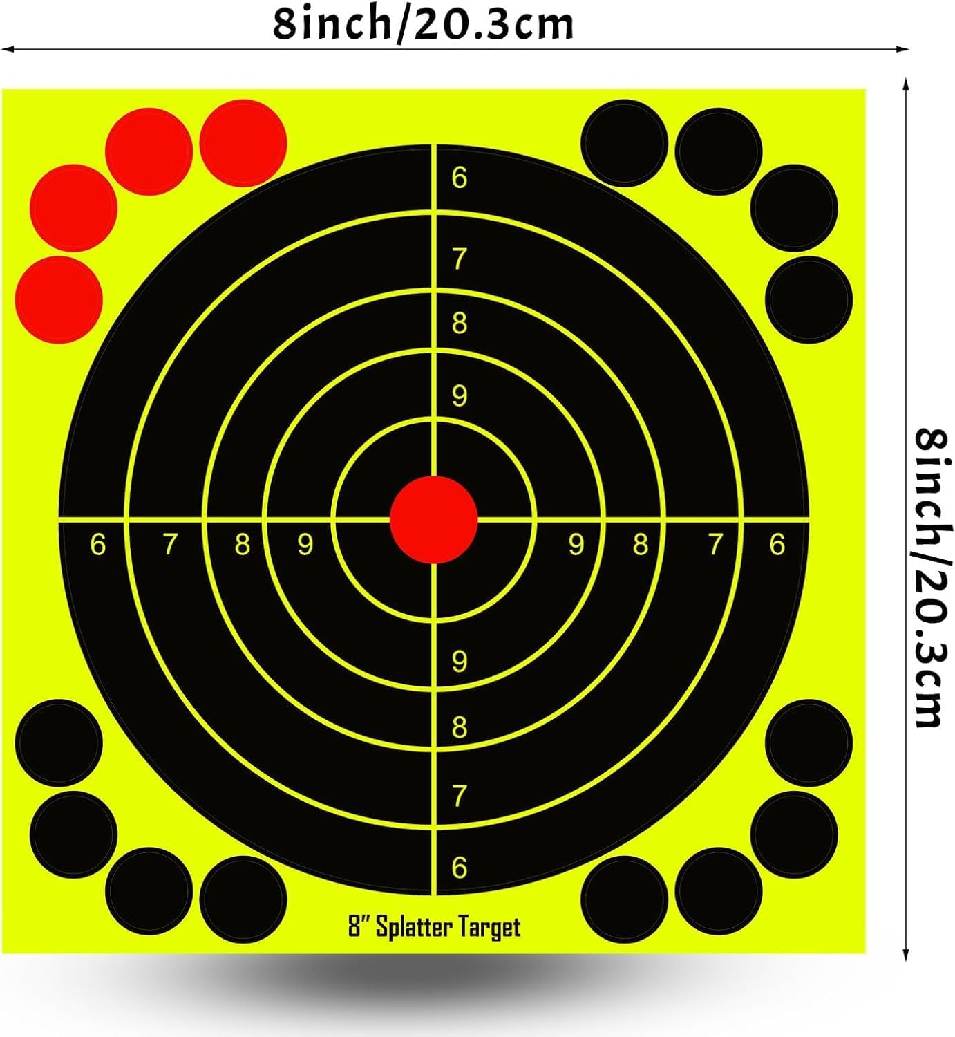 Linyongc Multicolor Dart Shooting Target, 28Pcs Self Adhesive Splatter Target Paper Stickers, 8X8Inch/20X20Cm, Square with Circular Center image number 4