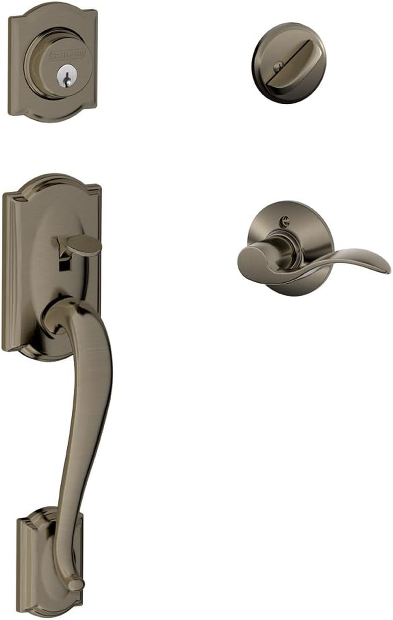 Schlage Camelot Single Cylinder Handleset and Left Hand Accent Lever, Matte Black (F60 CAM 622 Acc LH) image number 3