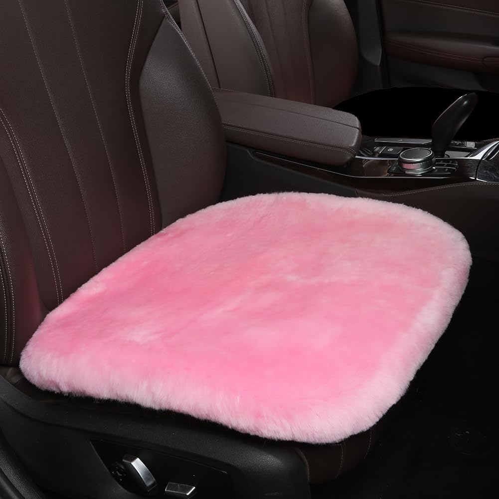 LLB Genuine Sheepskin Car Seat Cushion Seat Covers for Cars Trucks SUV Comfort Seat Protector Pad for Car Driver Seat Car Accessories for Women Office Chair Car Decor (Grey, Front Seat Cushion-1 Pc) image number 4